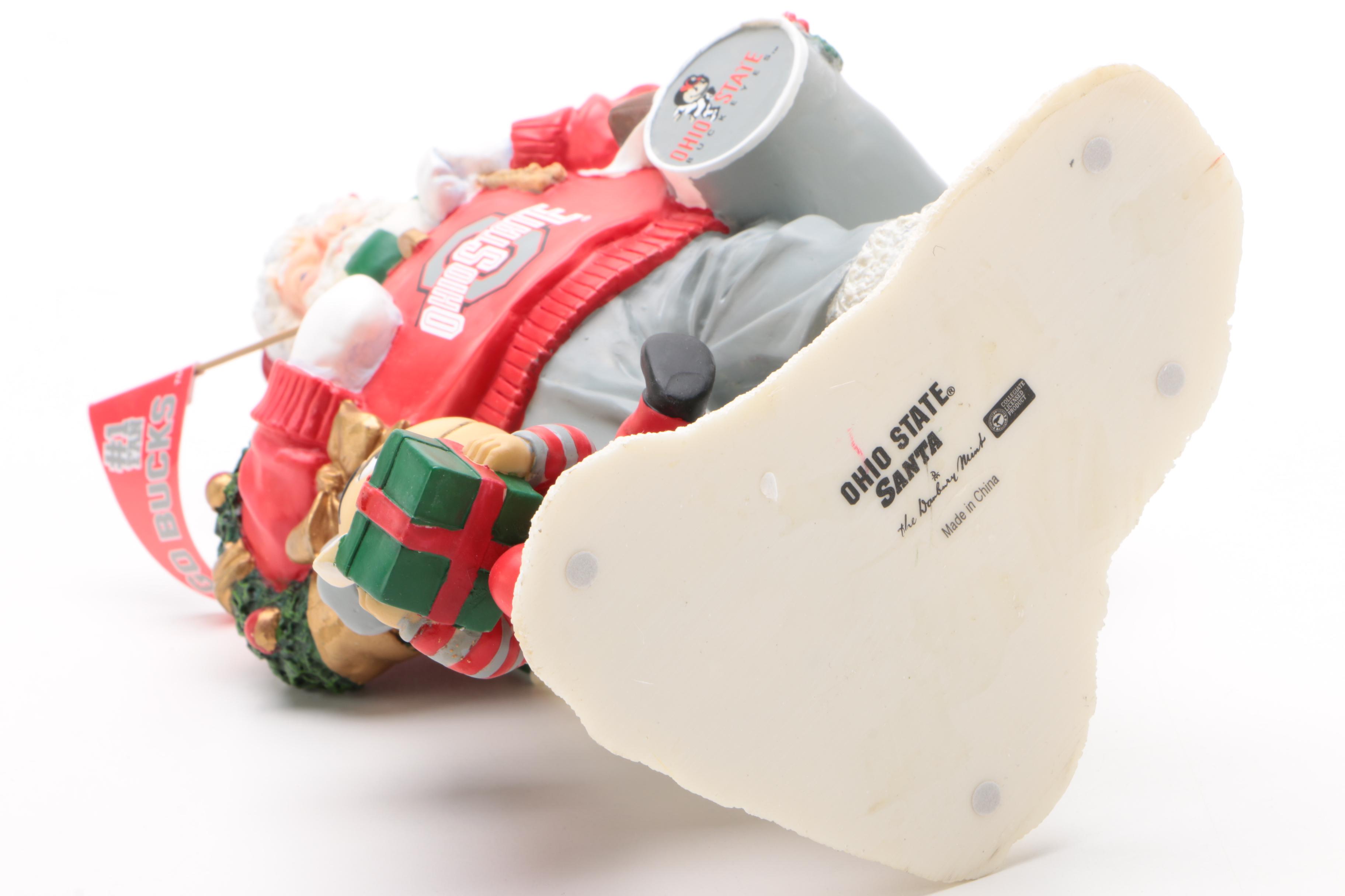 Danbury Mint Ohio State Figure Including Santa and Brutus Buckeye, Contemporary