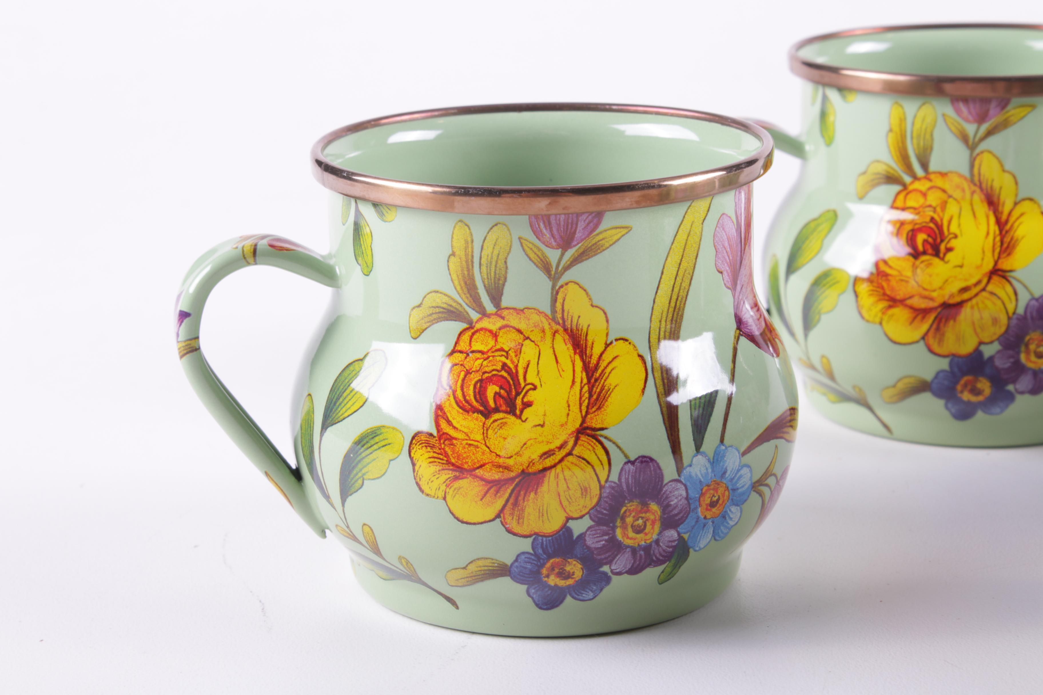 MacKenzie-Childs "Flower Market" Enameled Steel Mugs
