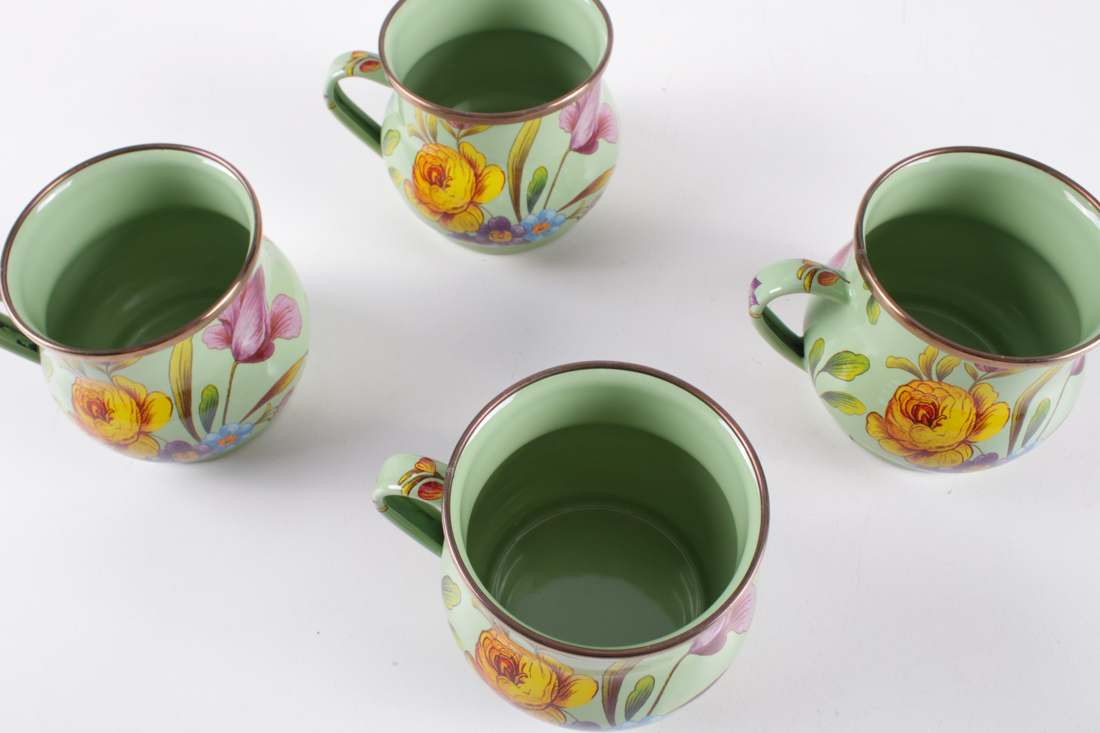 MacKenzie-Childs "Flower Market" Enameled Steel Mugs