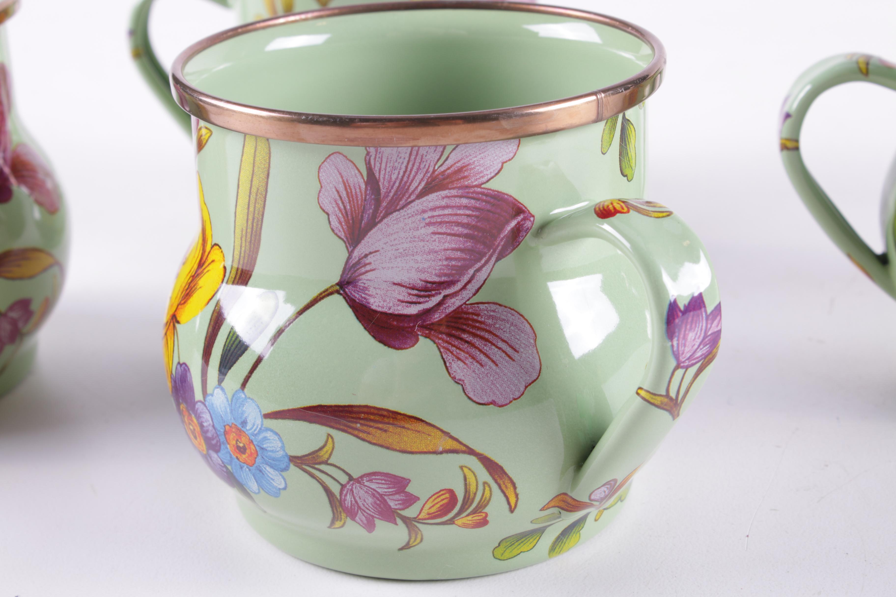 MacKenzie-Childs "Flower Market" Enameled Steel Mugs