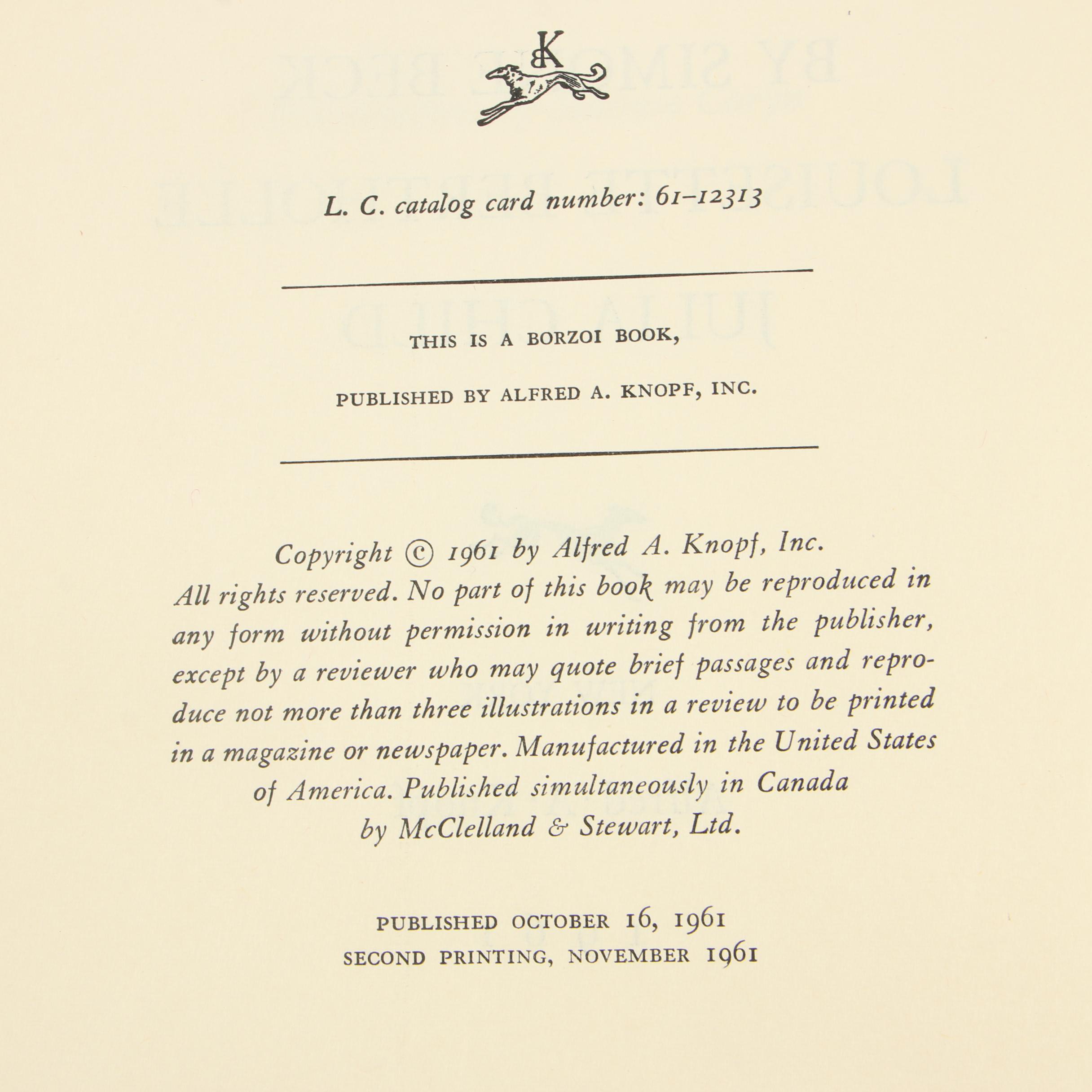 First Editions "Mastering the Art of French Cooking" I–II by Julia Child et al.