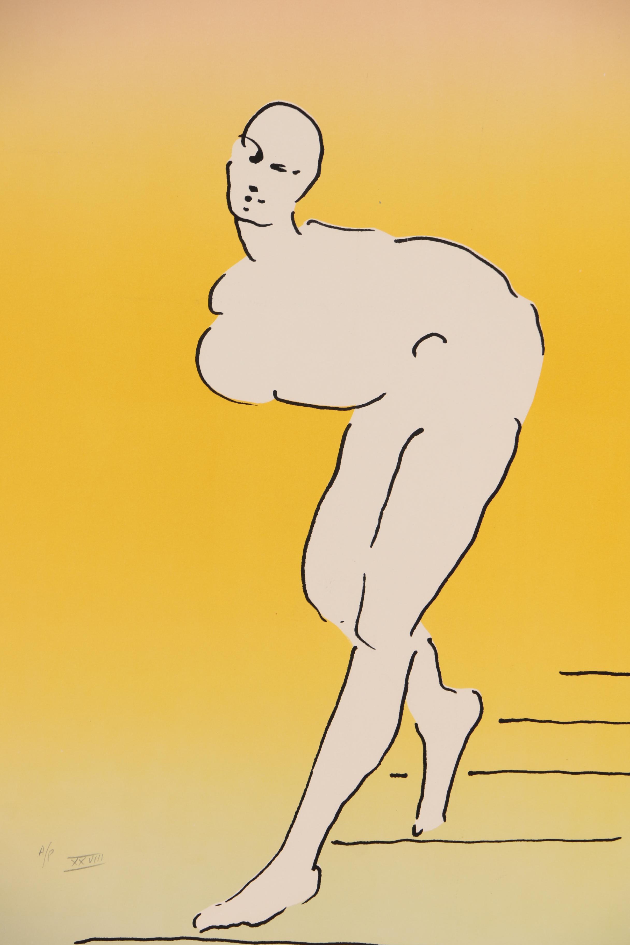 Peter Max Serigraph "Nude Descending"