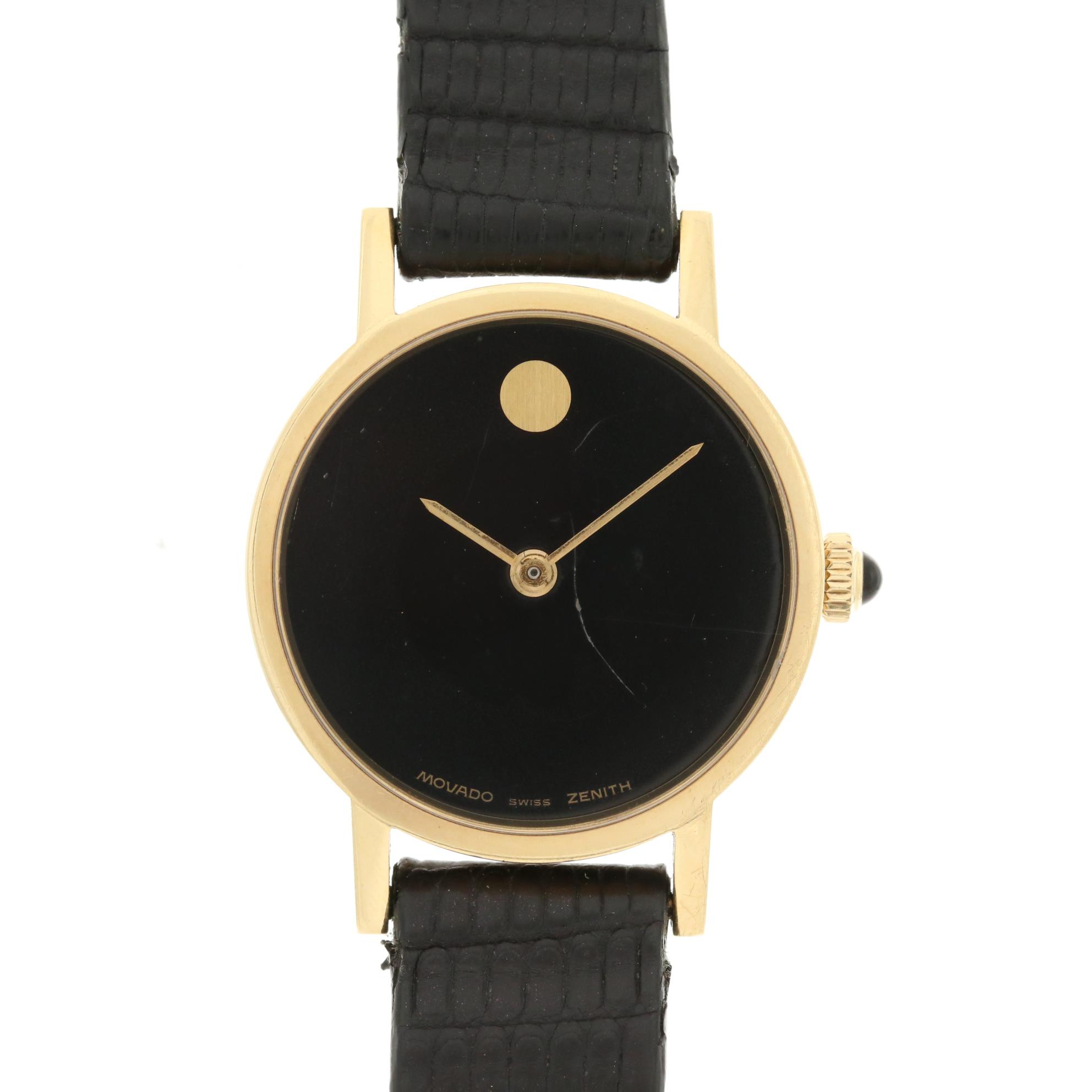 Vintage Movado /Zenith Museum 14K Gold Stem Wind Watch