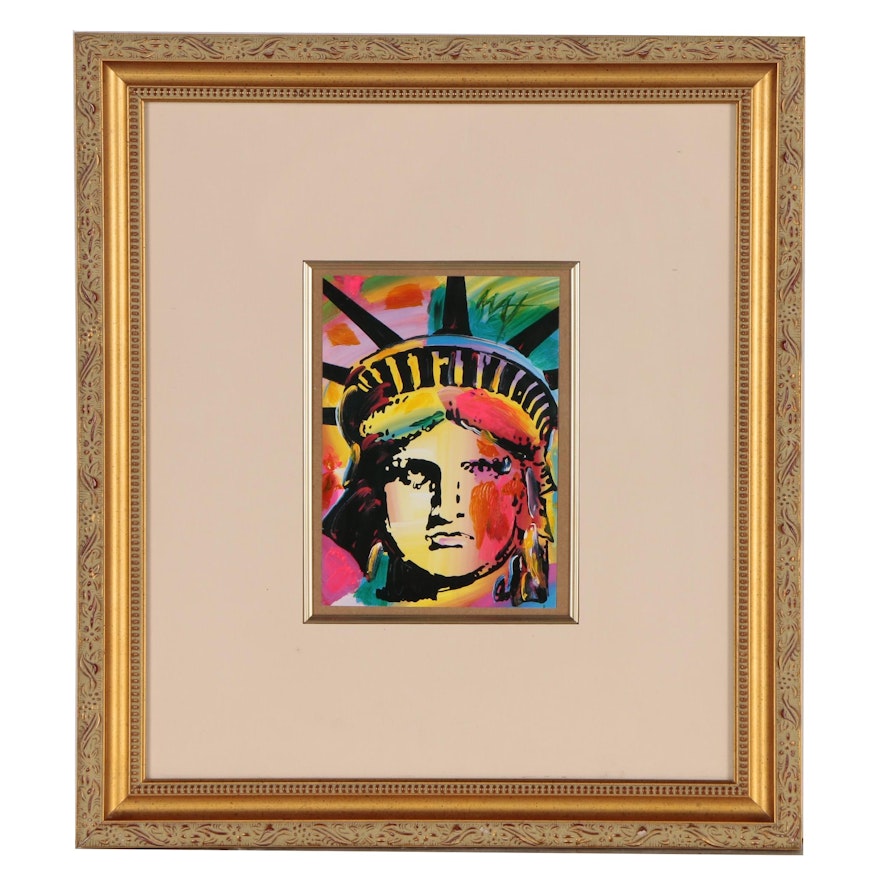 Peter Max Embellished Offset Lithograph "Lady Liberty"
