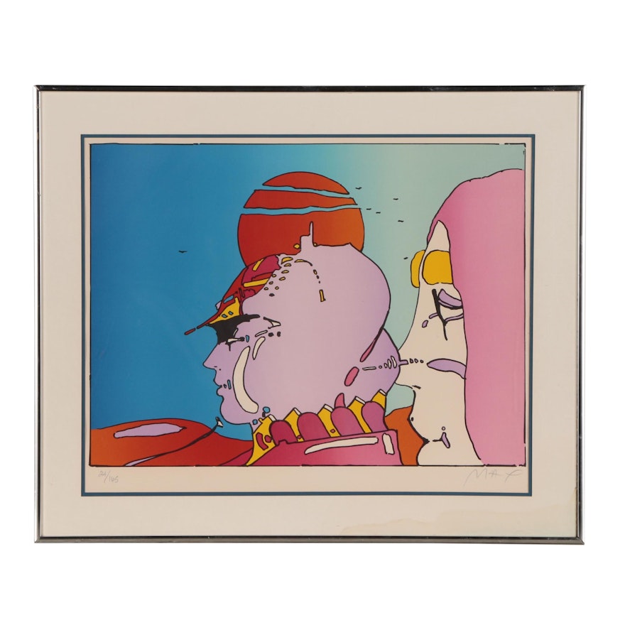 Peter Max Color Lithograph "Talking to Karen", 1979