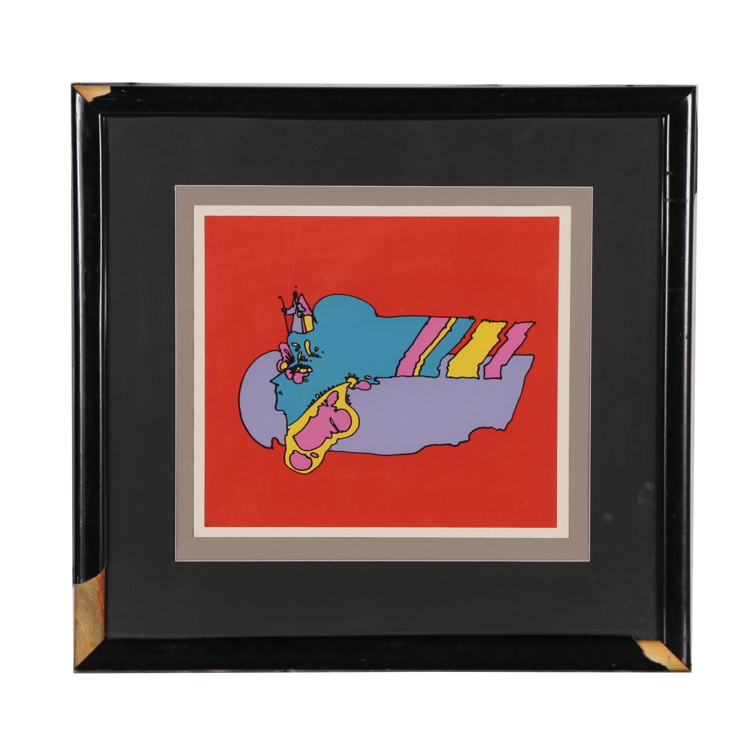 Peter Max 1972 Serigraph "Witnessing from Above"