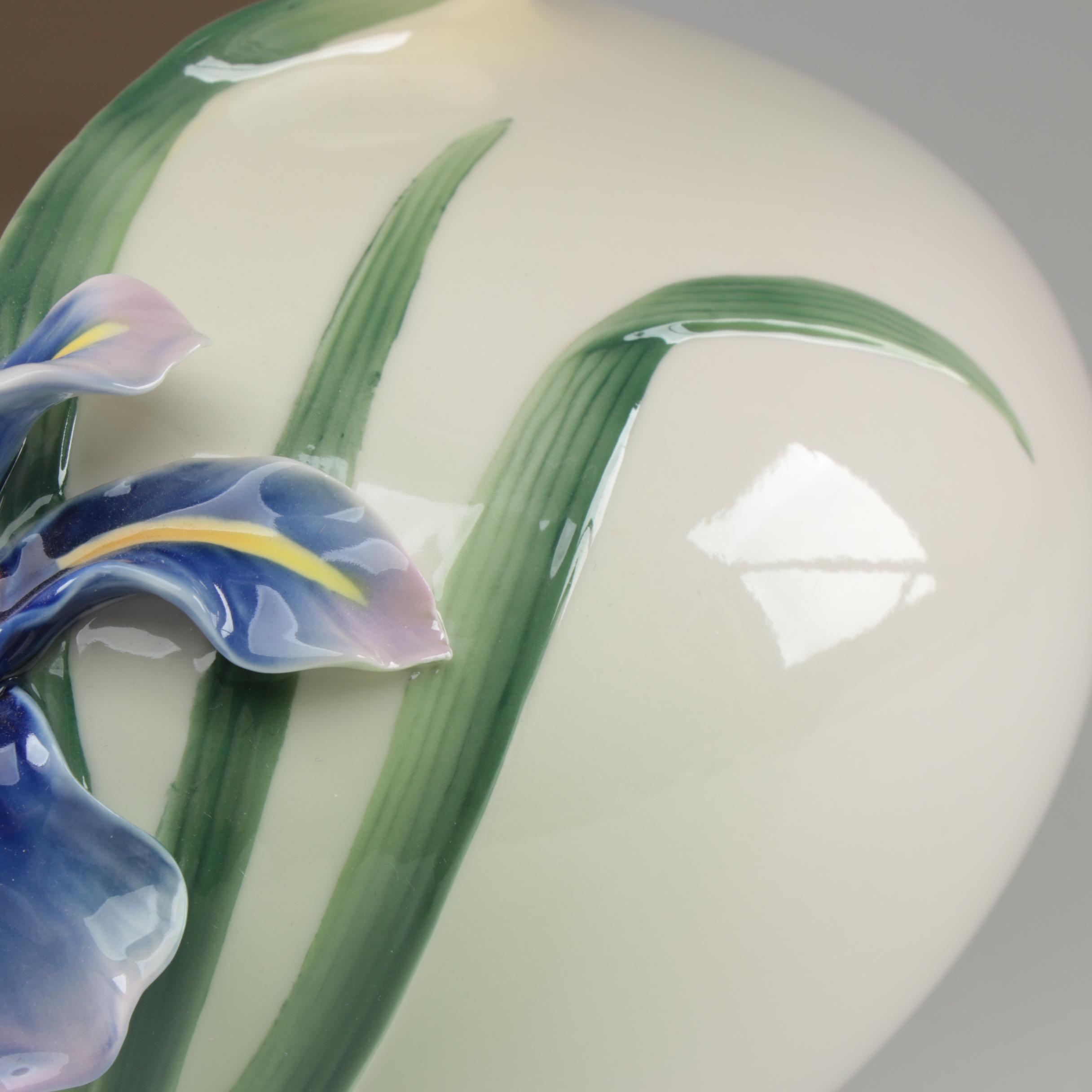 Franz Collection "Long Tail Hummingbird" Bowl Shaped Vase, Contemporary