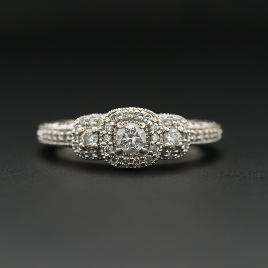 14K White Gold Diamond Ring