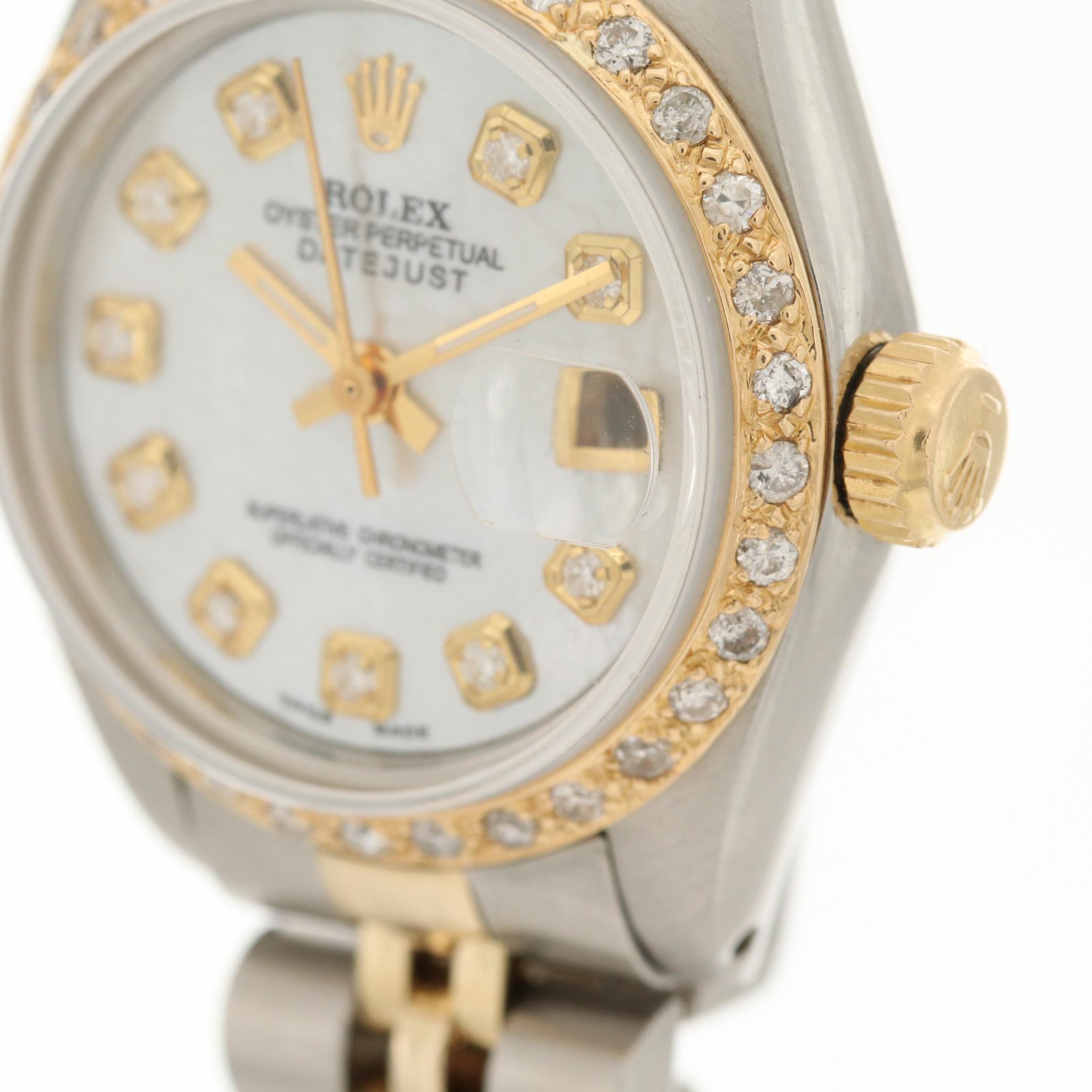 Rolex Datejust 14K Gold and Stainless Steel Watch With Diamonds, 1979