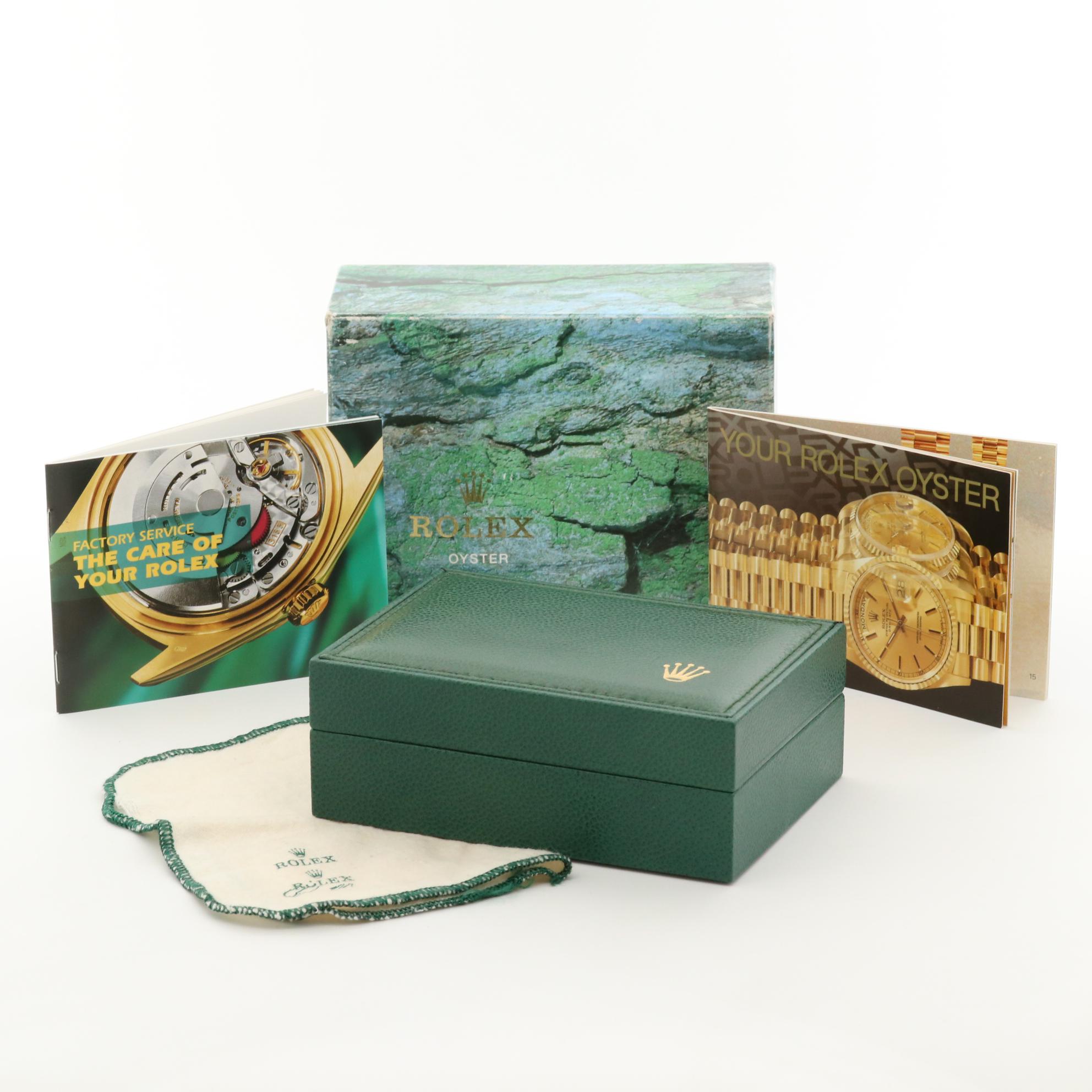 18K Gold Rolex President Watch With Diamond Dial and Bezel, 1988