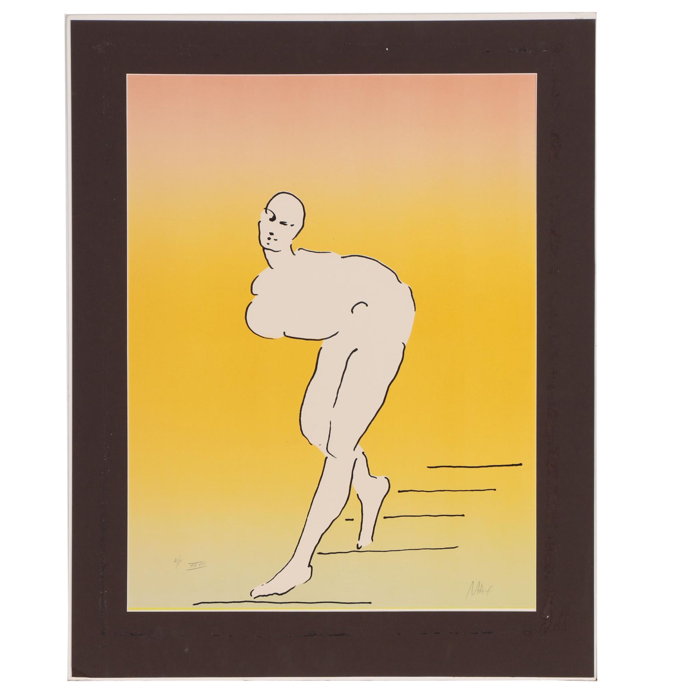 Peter Max Serigraph "Nude Descending"