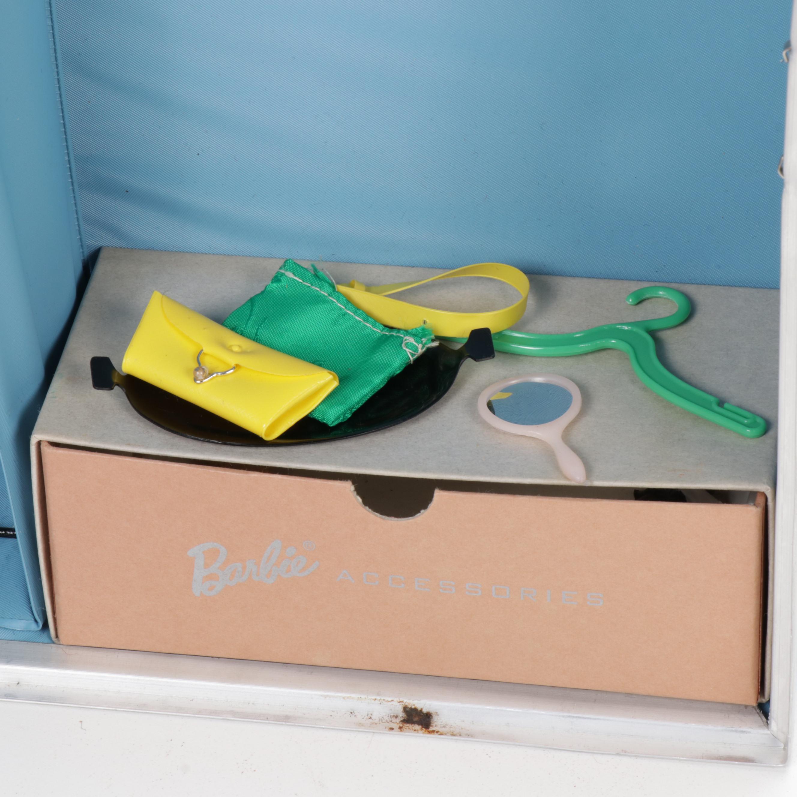 Mattel Barbie, Ken, and Midge Dolls with Carrying Cases and Clothing, 1960s