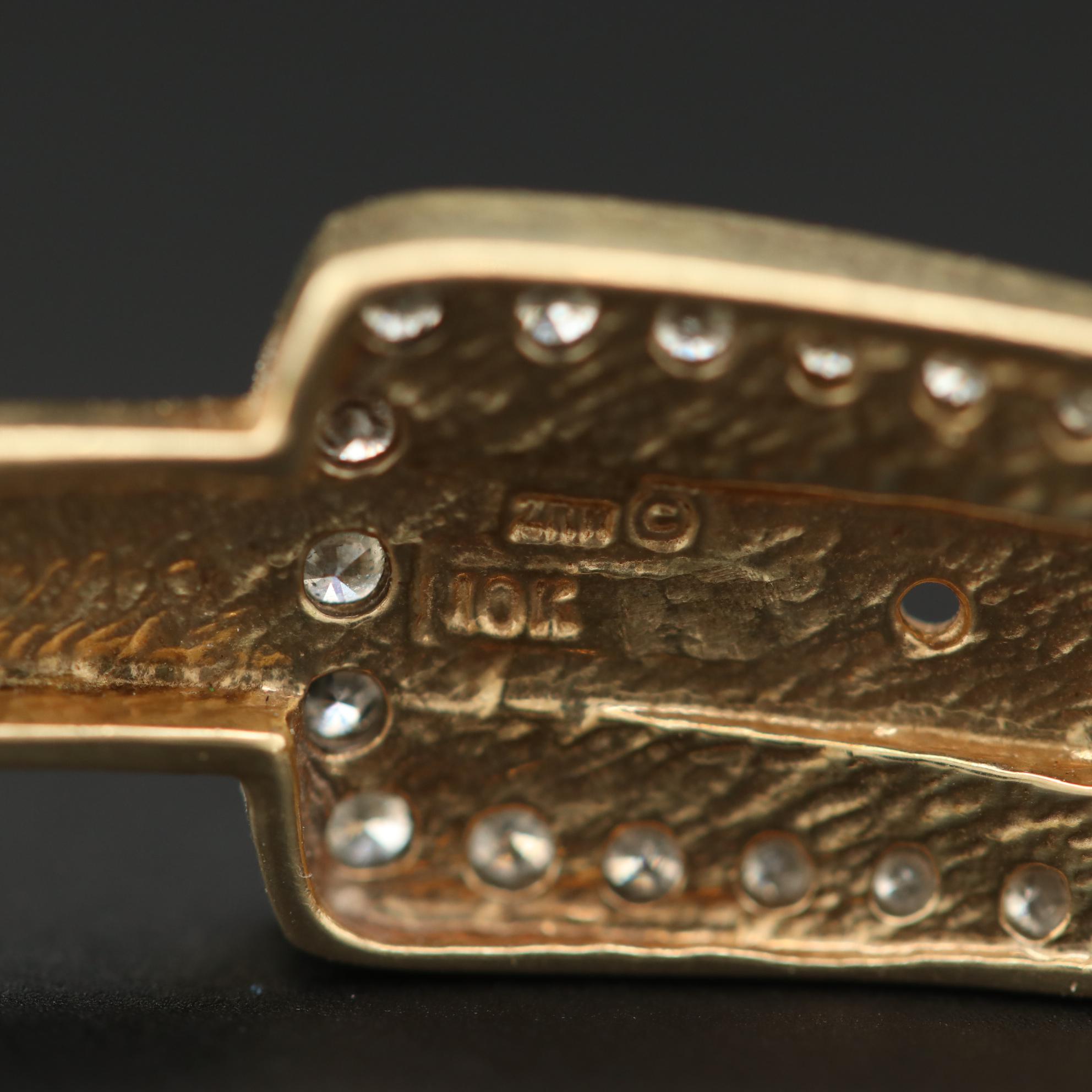 10K Yellow Gold Diamond Belt Buckle Hinged Bracelet