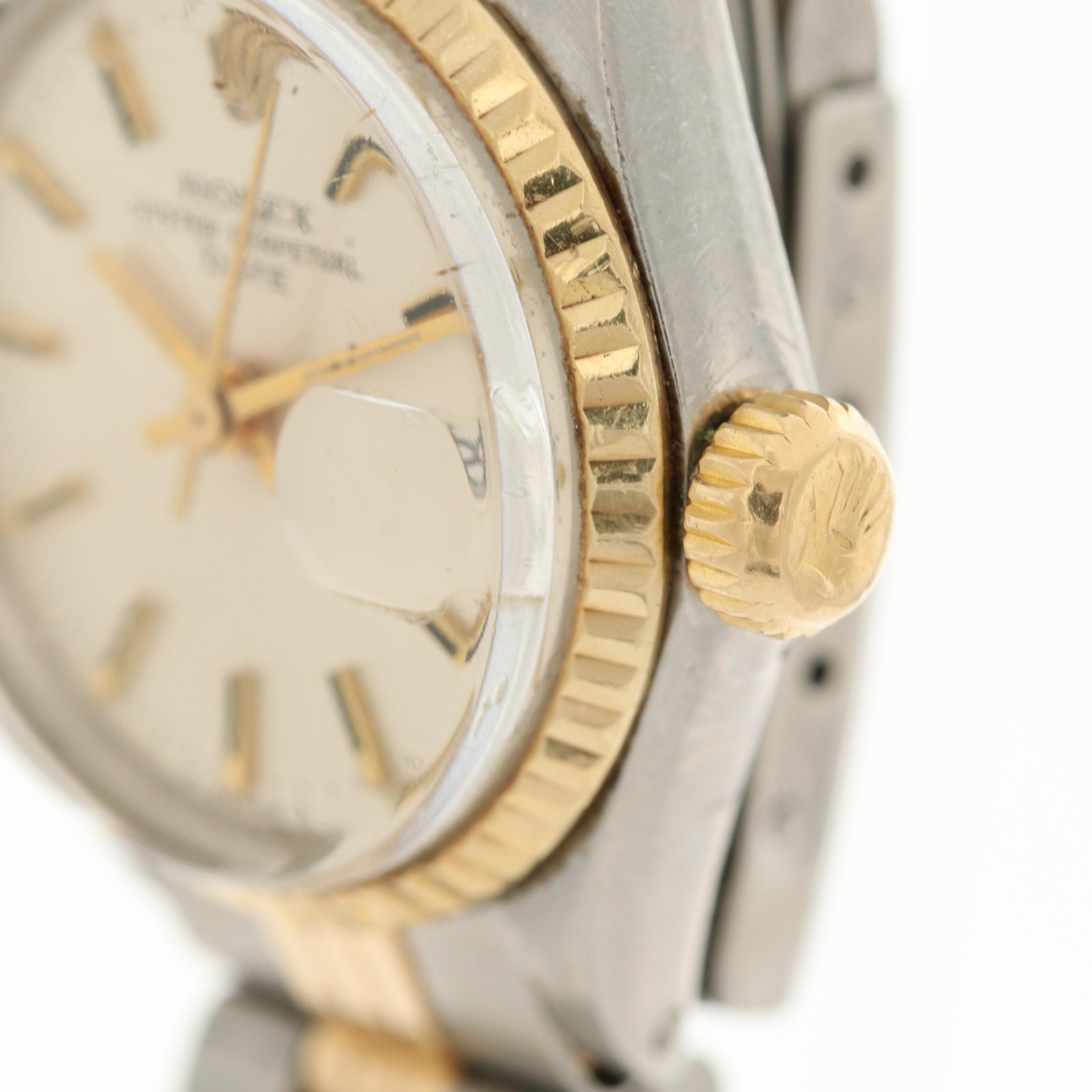 Vintage Rolex Date 14K Gold and Stainless Steel Automatic Watch, 1971