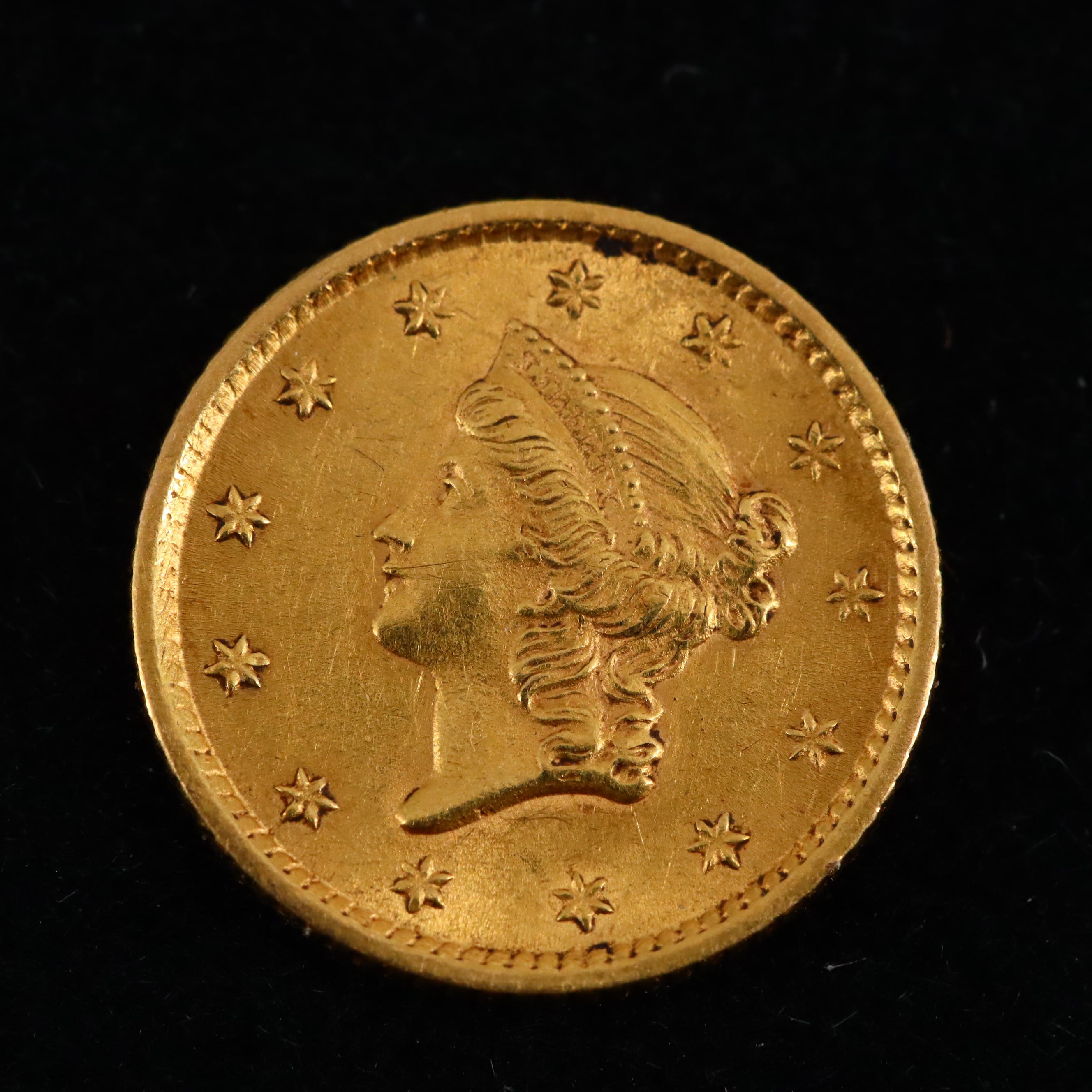 1854 Liberty Head $1 Gold Coin