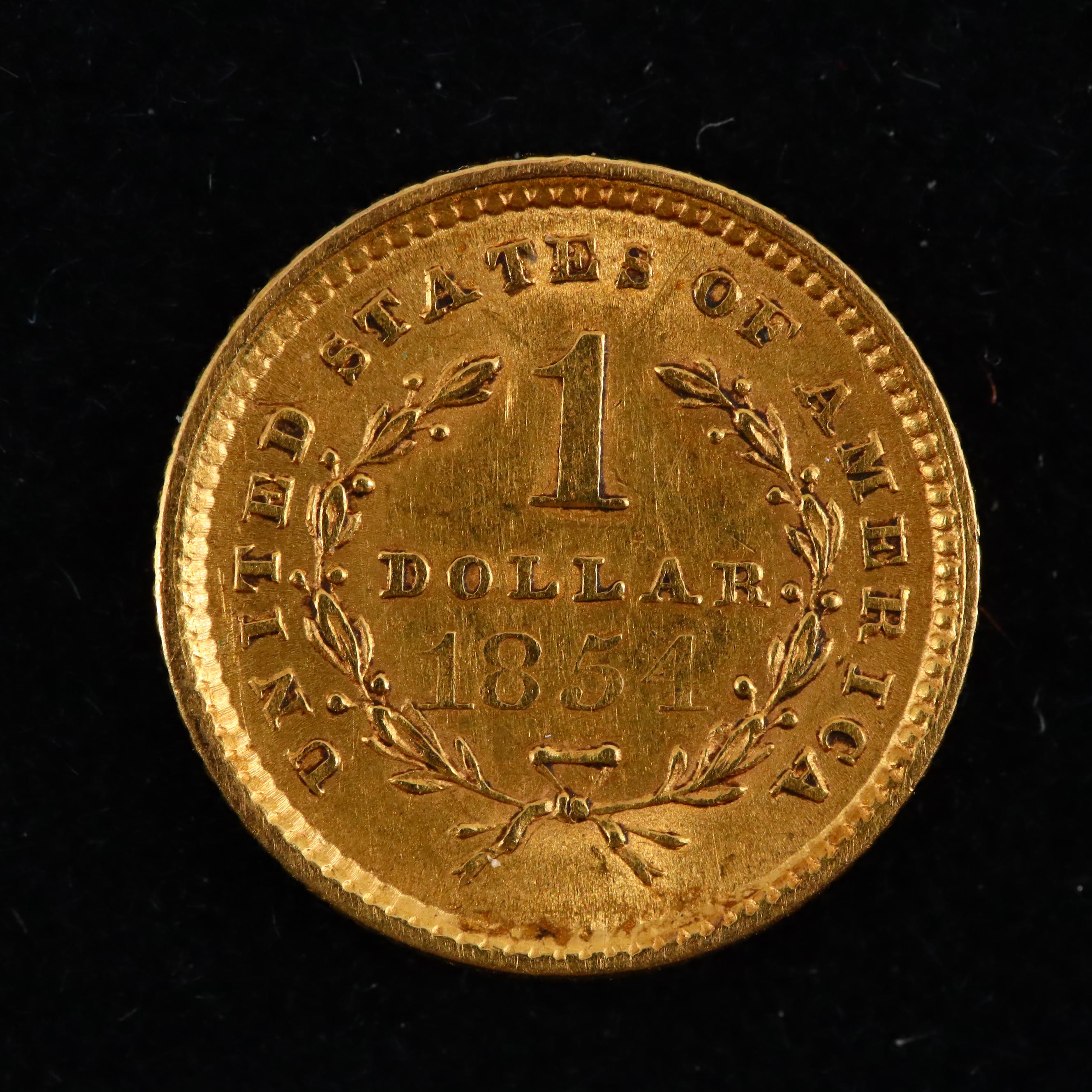 1854 Liberty Head $1 Gold Coin