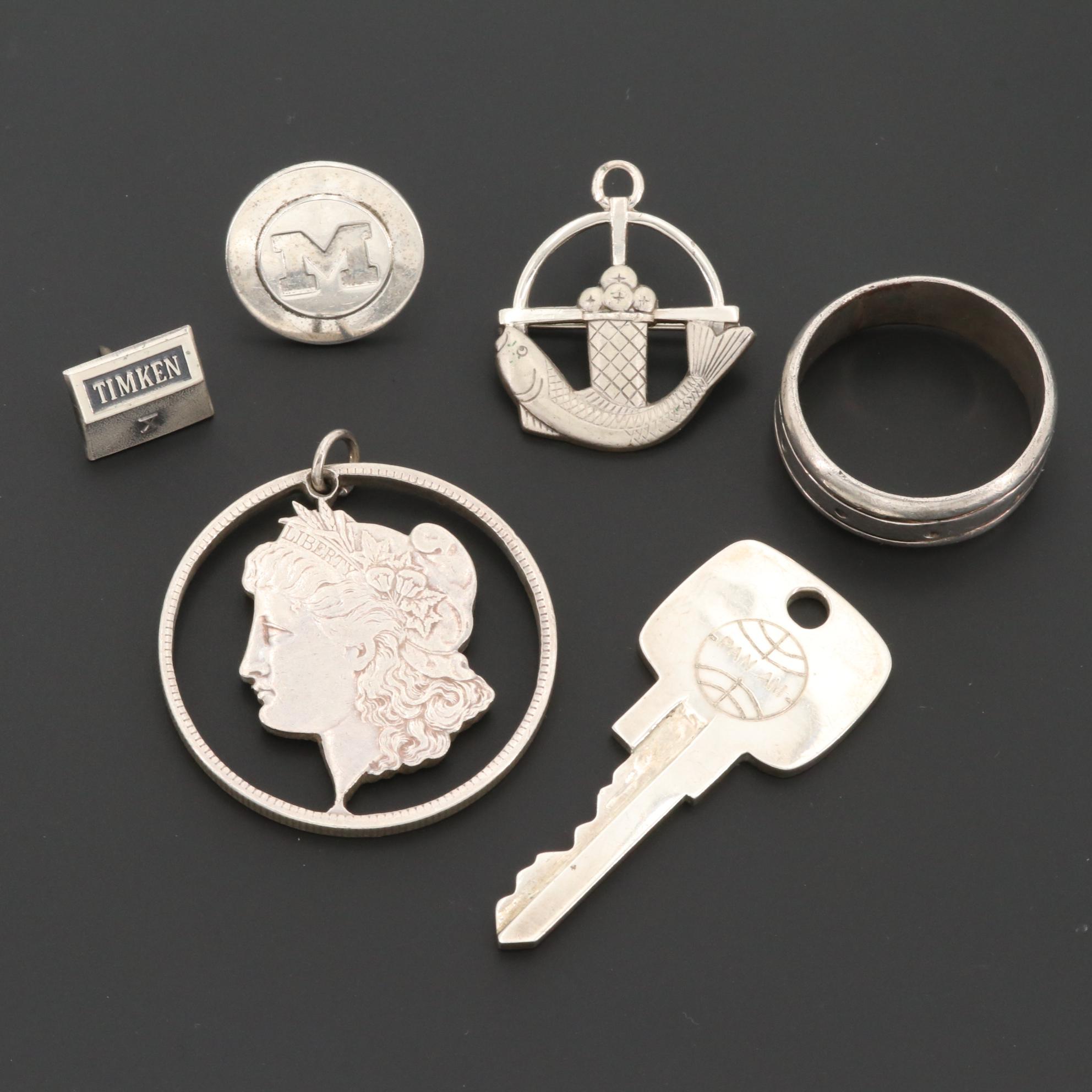 Jewelry Including Sterling, Morgan Silver Dollar and Tiffany & Co. Lapel Pin