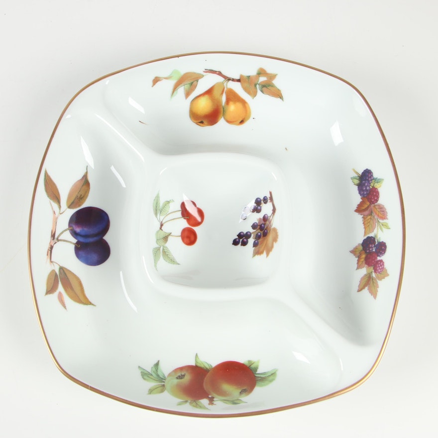Royal Worcester "Evesham" Porcelain Square Crudité Platter
