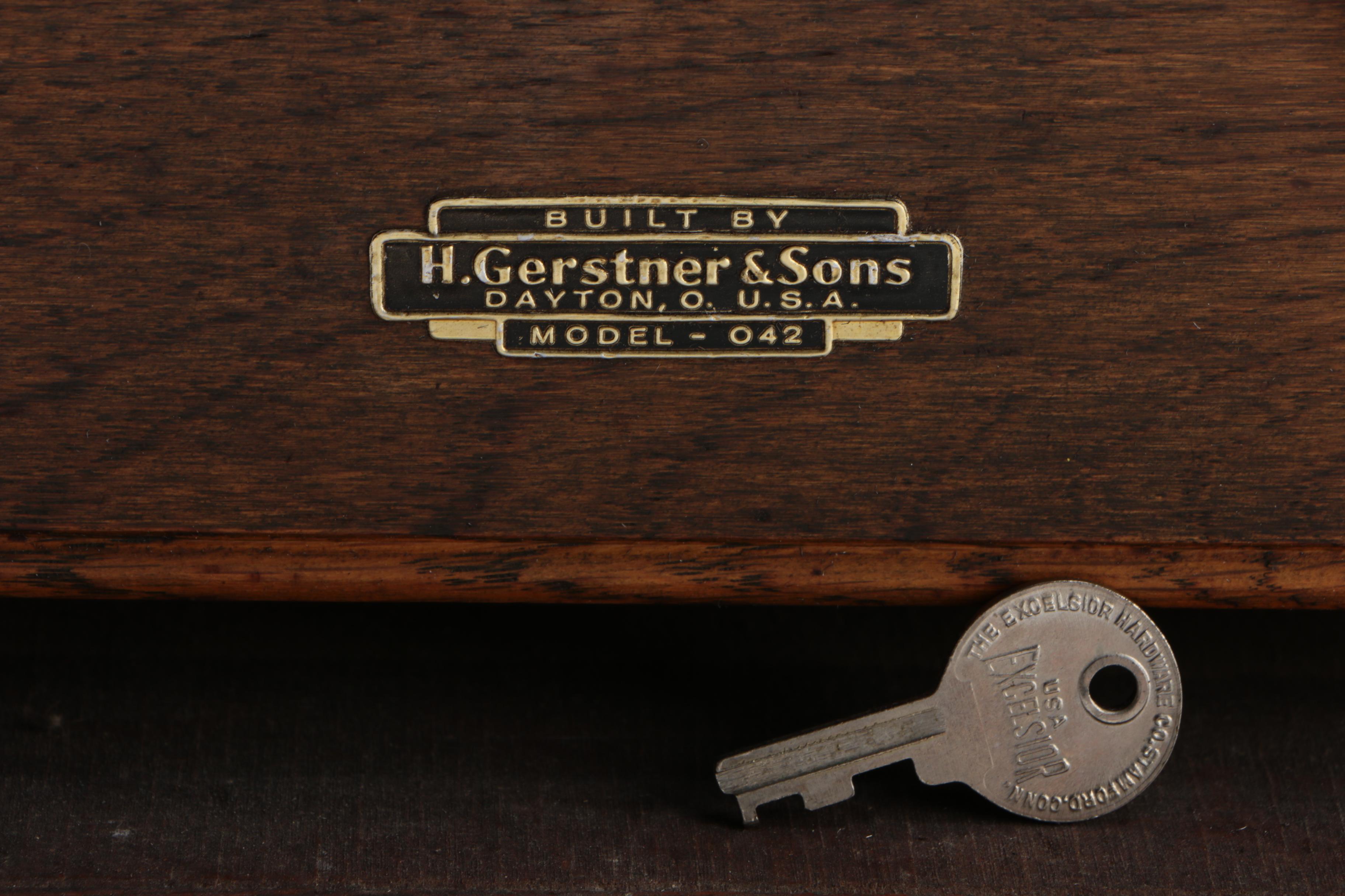 H. Gerstner & Sons Oak Wood Machinists Tool Chest, Model 042, Vintage