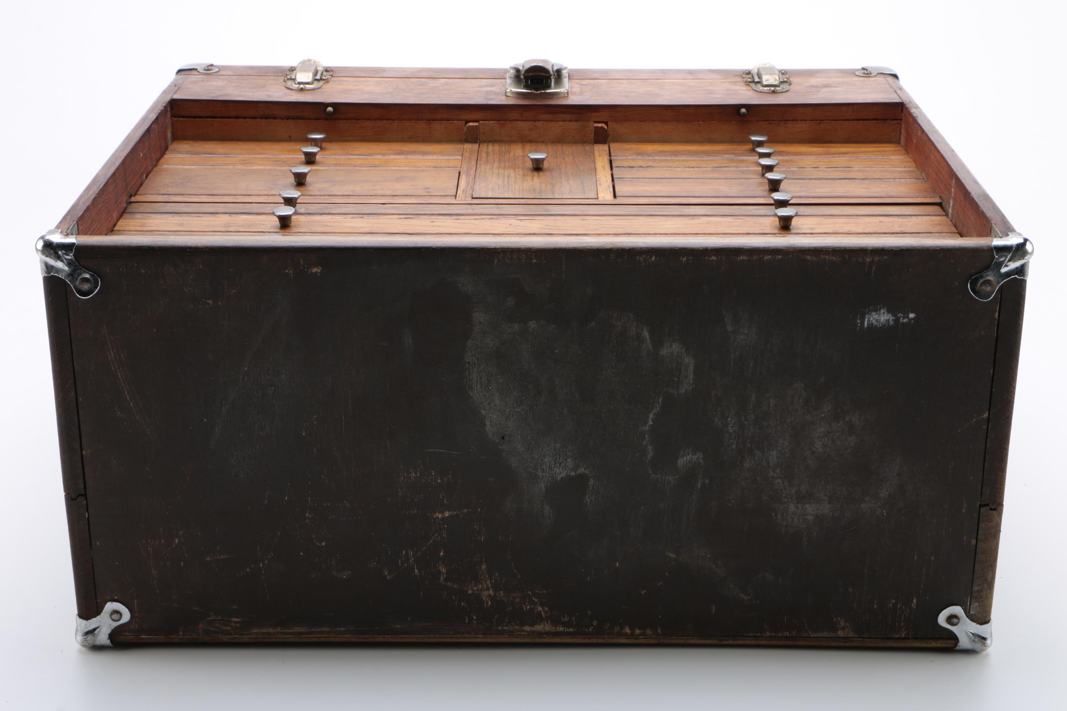 H. Gerstner & Sons Oak Wood Machinists Tool Chest, Model 042, Vintage