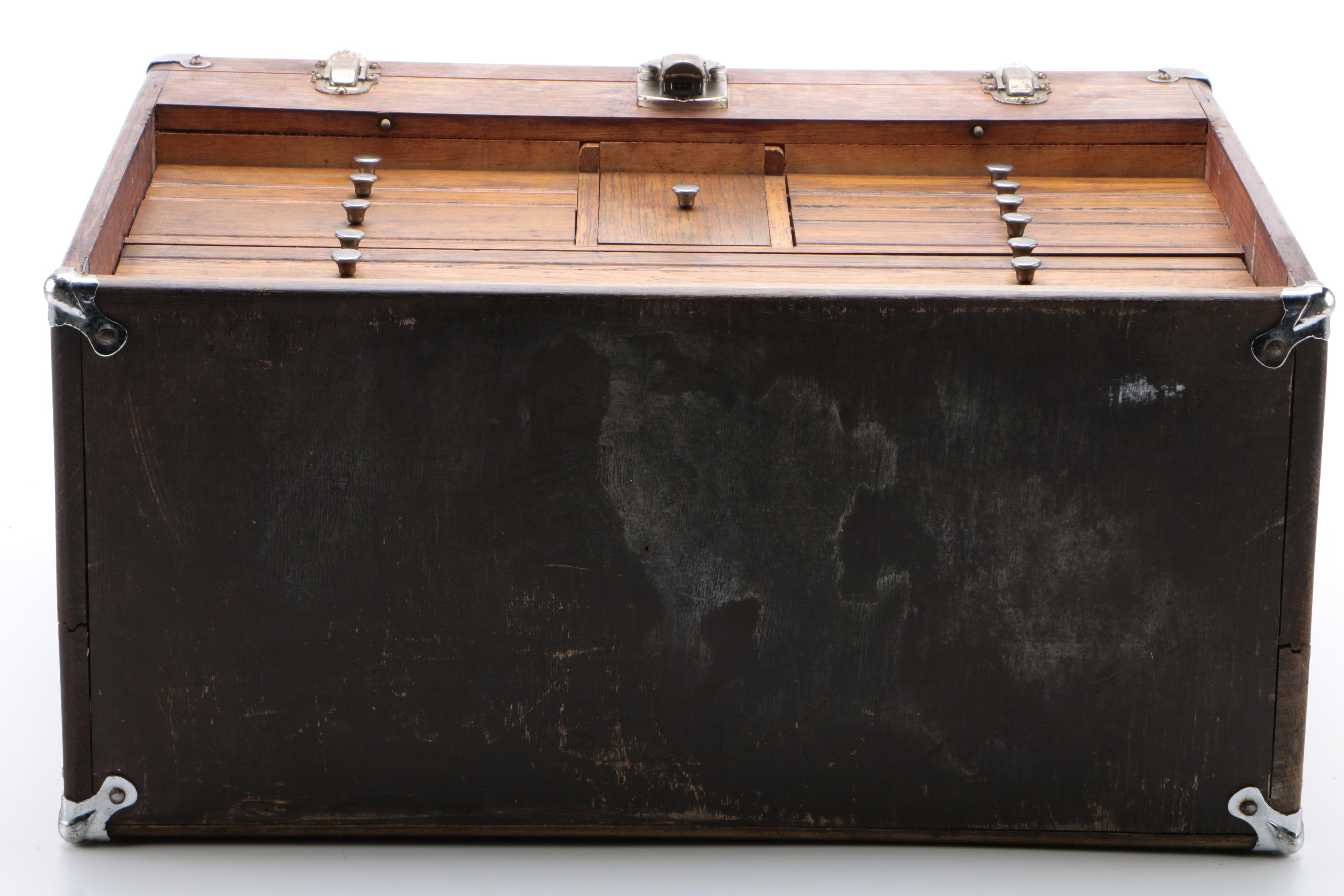 H. Gerstner & Sons Oak Wood Machinists Tool Chest, Model 042, Vintage