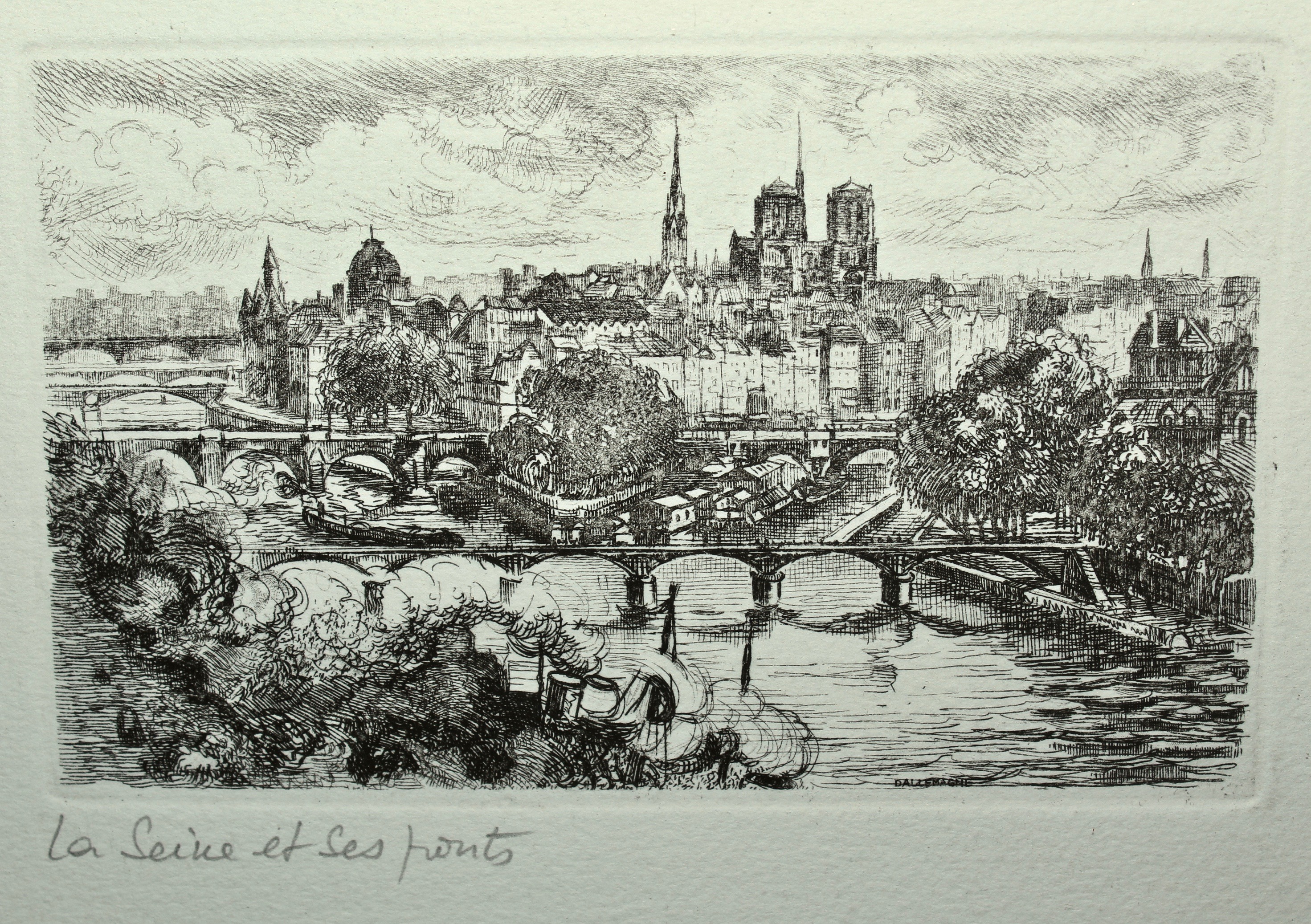 Aimé Edmond Dallemagne Paris Landscape Etchings