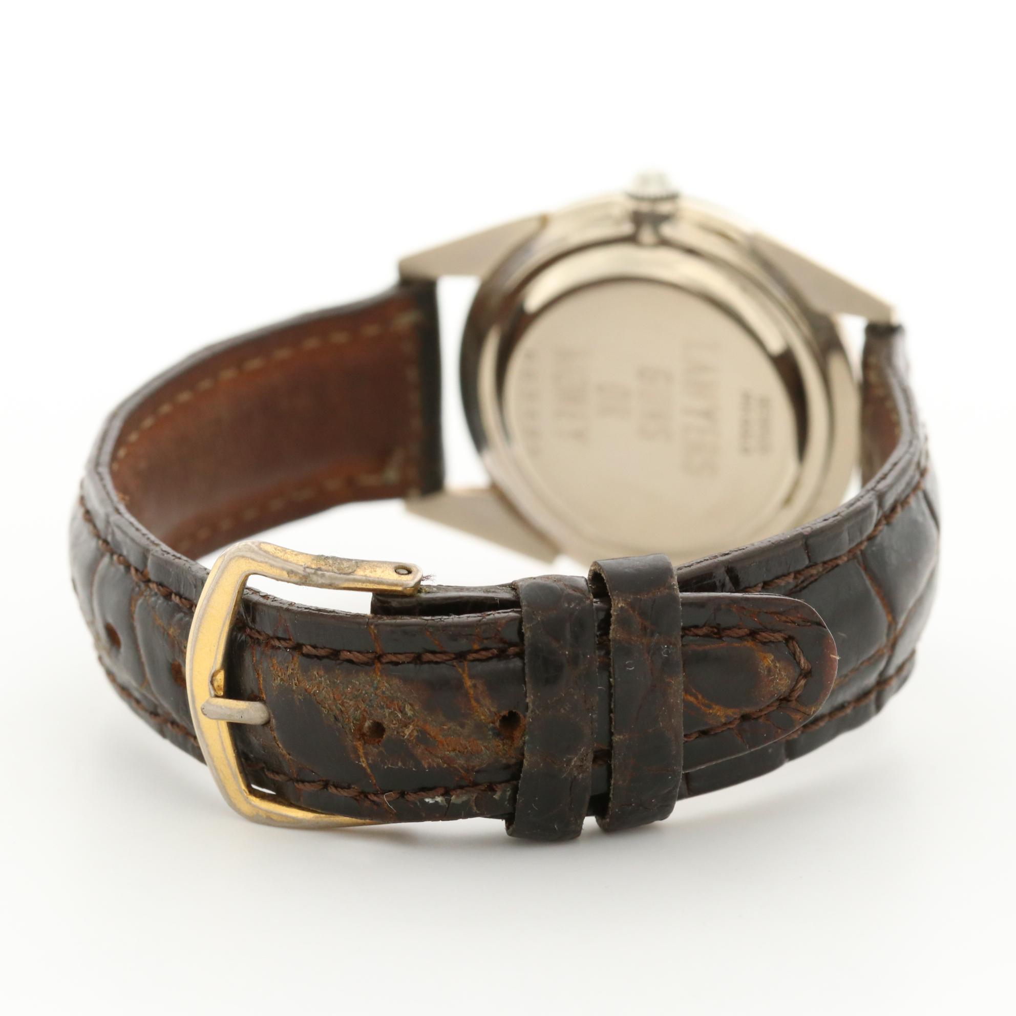 Benrus 14K White Gold and Diamonds Mystery Dial Stem Wind Watch