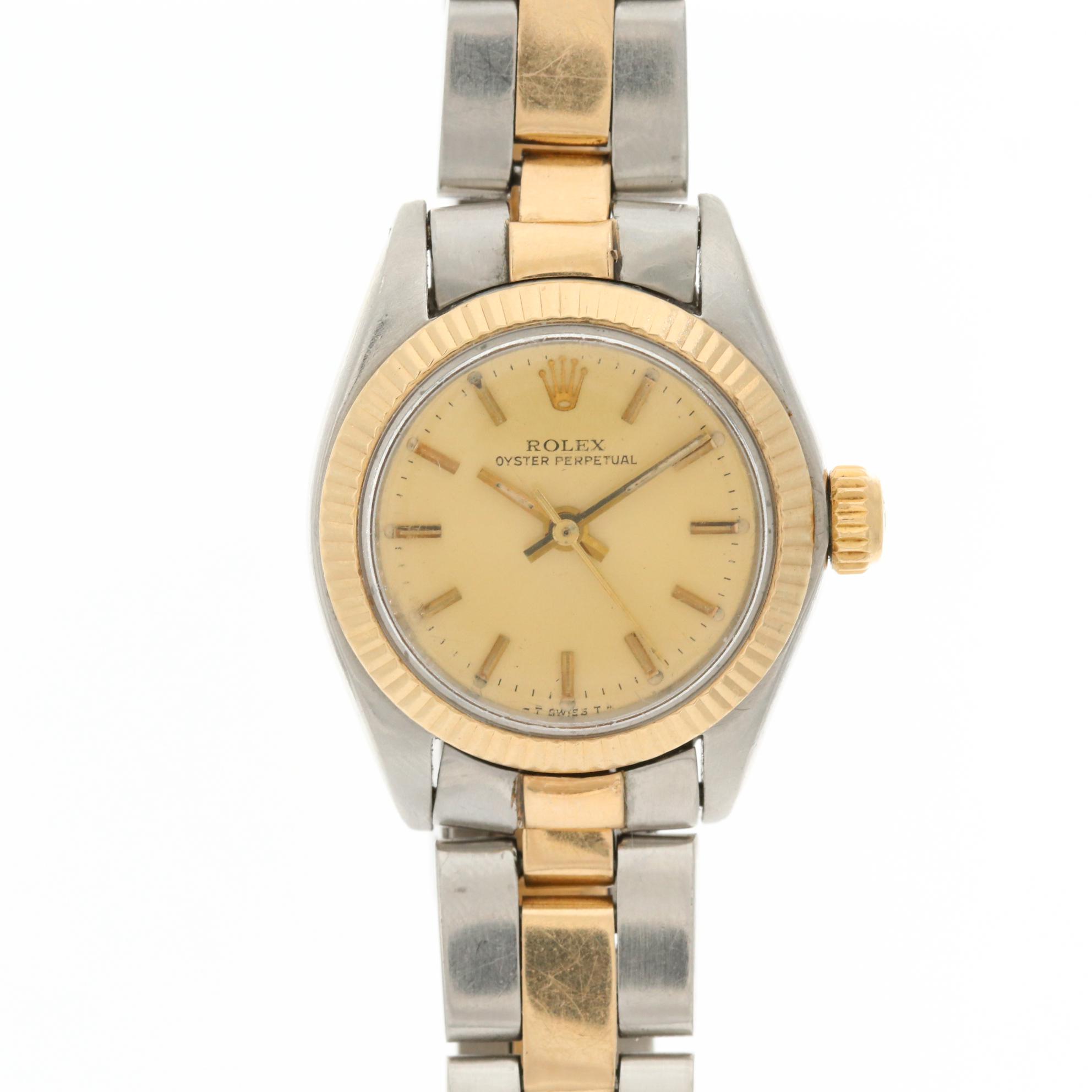 Vintage Rolex Oyster Perpetual 14K Gold and Stainless Steel Automatic Watch