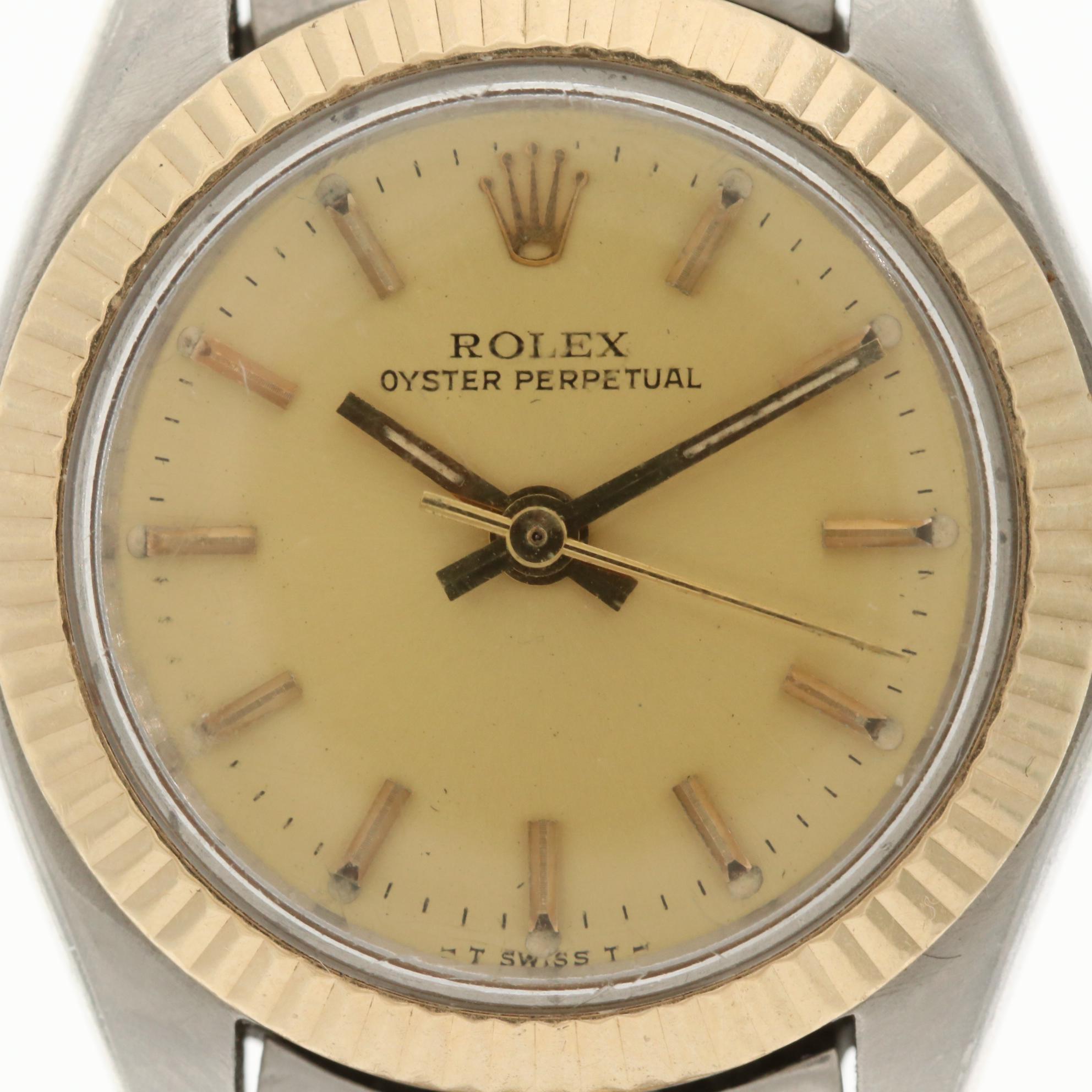 Vintage Rolex Oyster Perpetual 14K Gold and Stainless Steel Automatic Watch