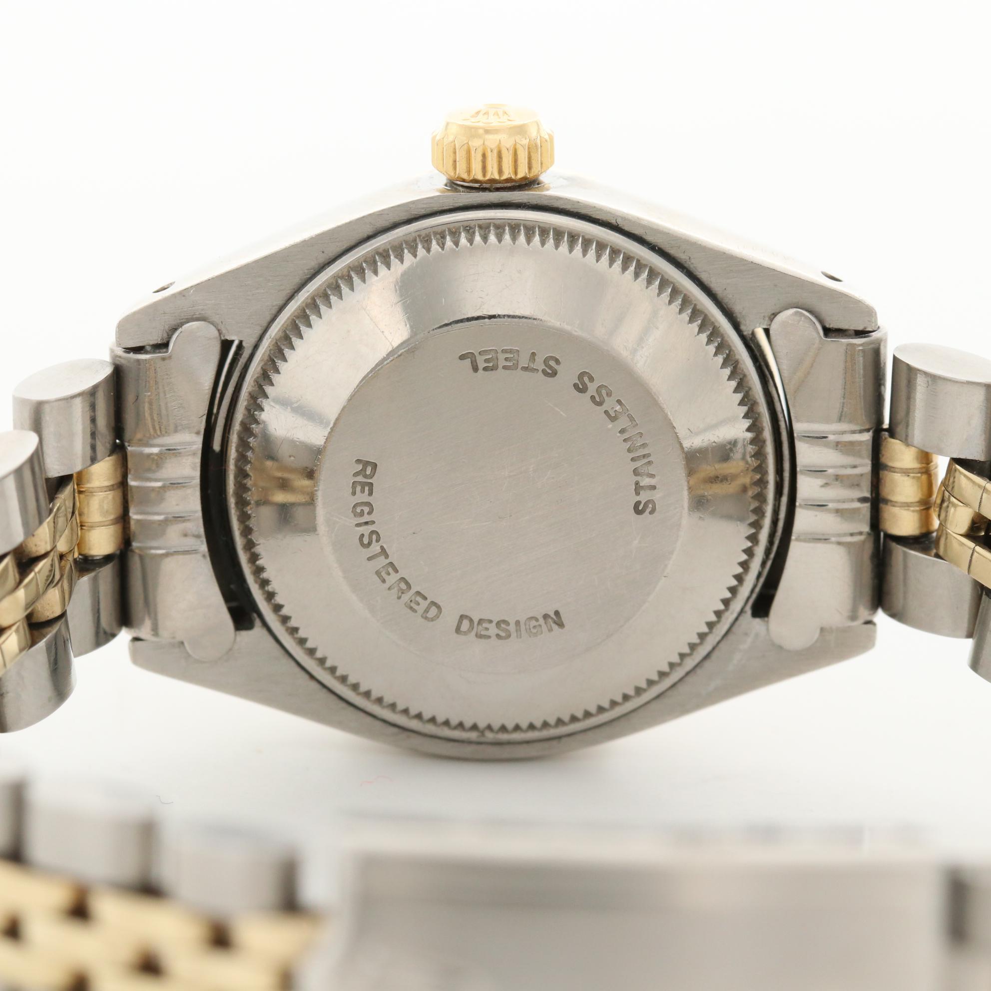 Rolex Date 14K Gold Watch With Tiffany & Co. Dial and Diamond Bezel