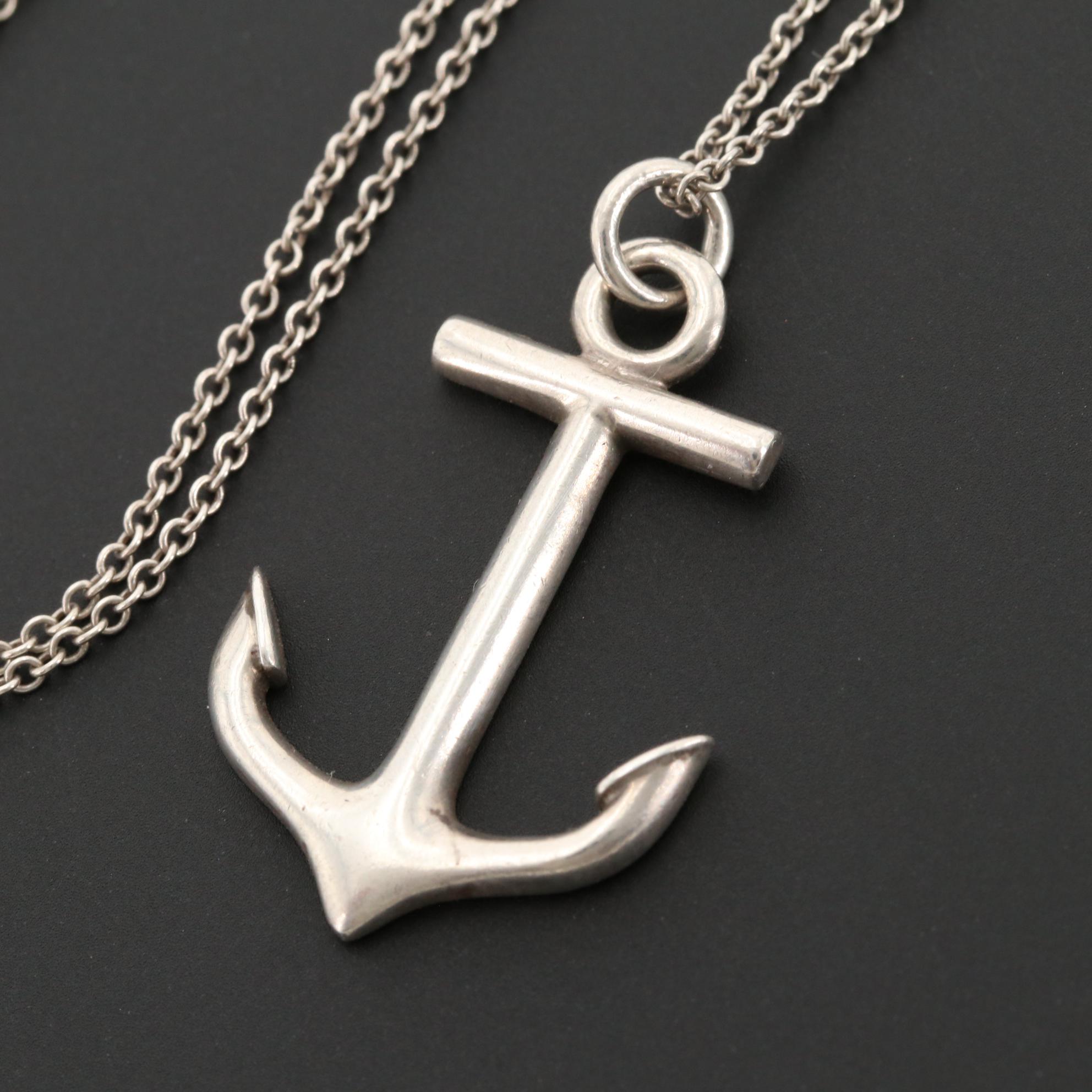 Tiffany & Co. Sterling Silver Anchor Pendant Necklace
