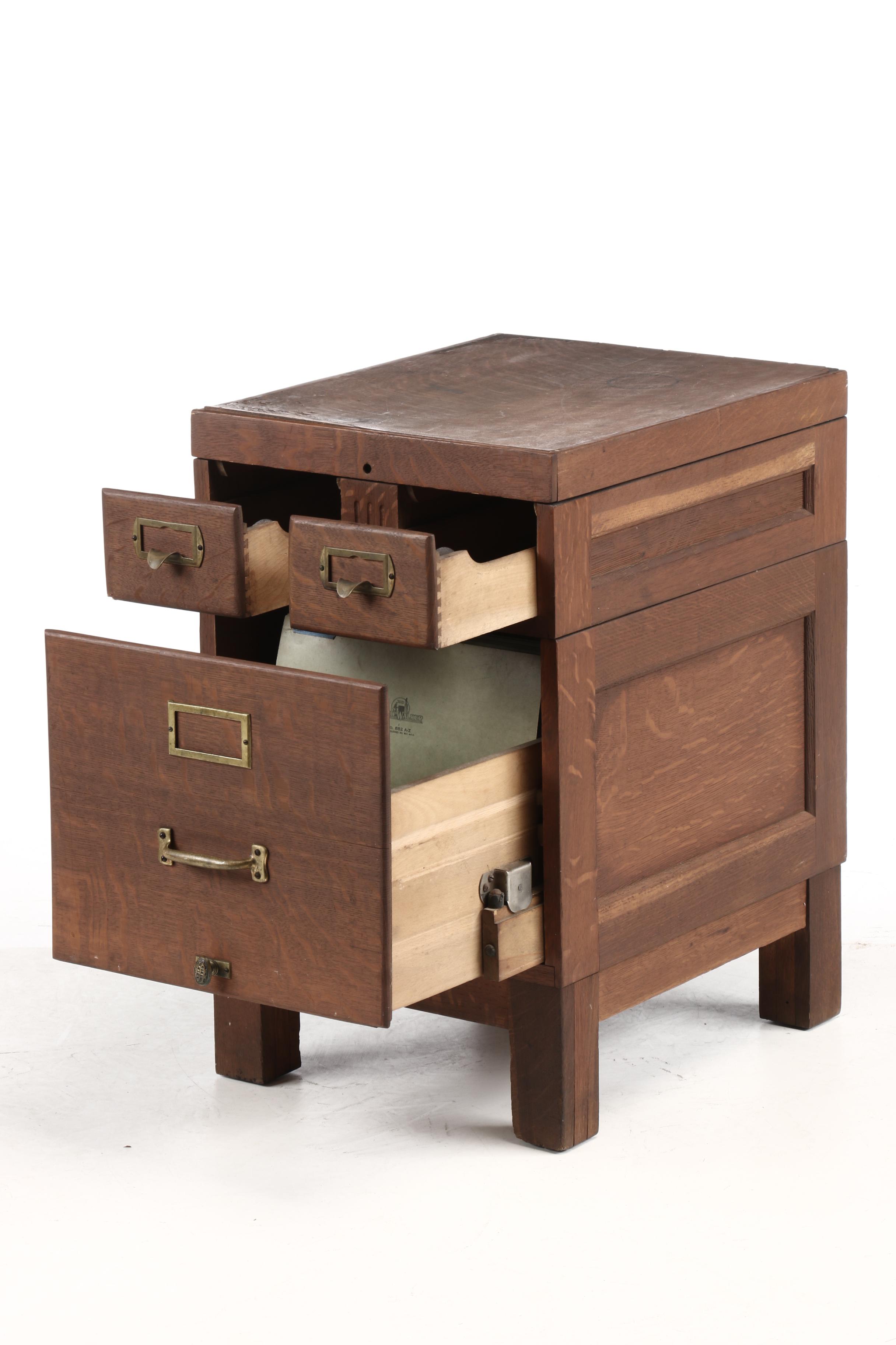 Shaw-Walker, Oak Three-Drawer File Cabinet, Early 20th Century