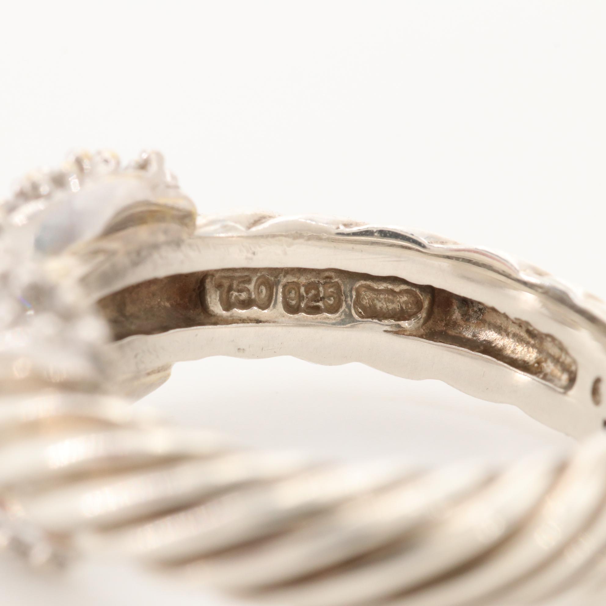 David Yurman Sterling Silver Ring with 18K White Gold Accent