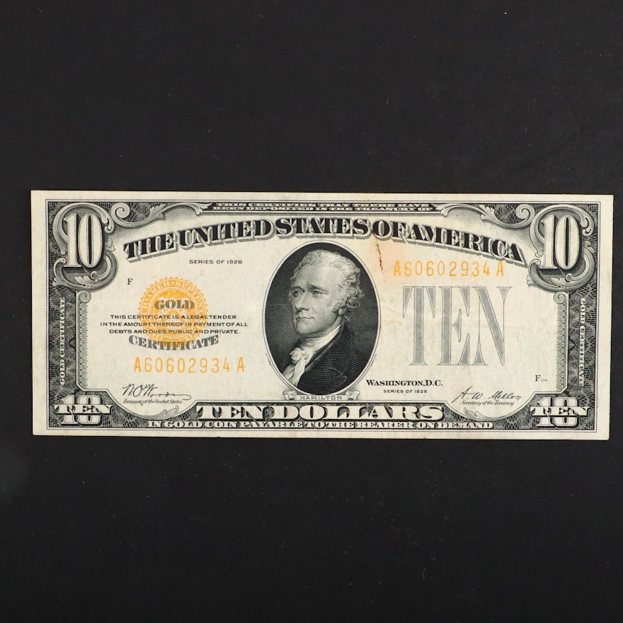 Series of 1928 $10 Gold Seal Gold Certificate