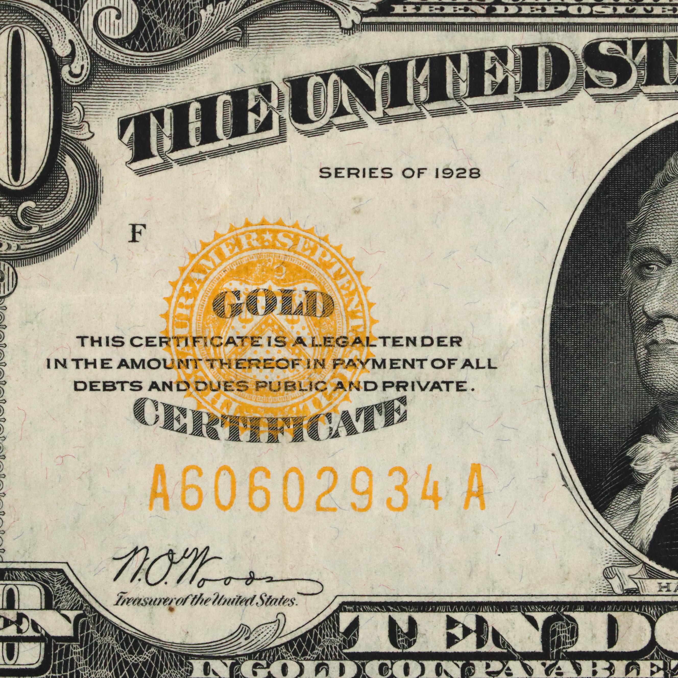 Series of 1928 $10 Gold Seal Gold Certificate