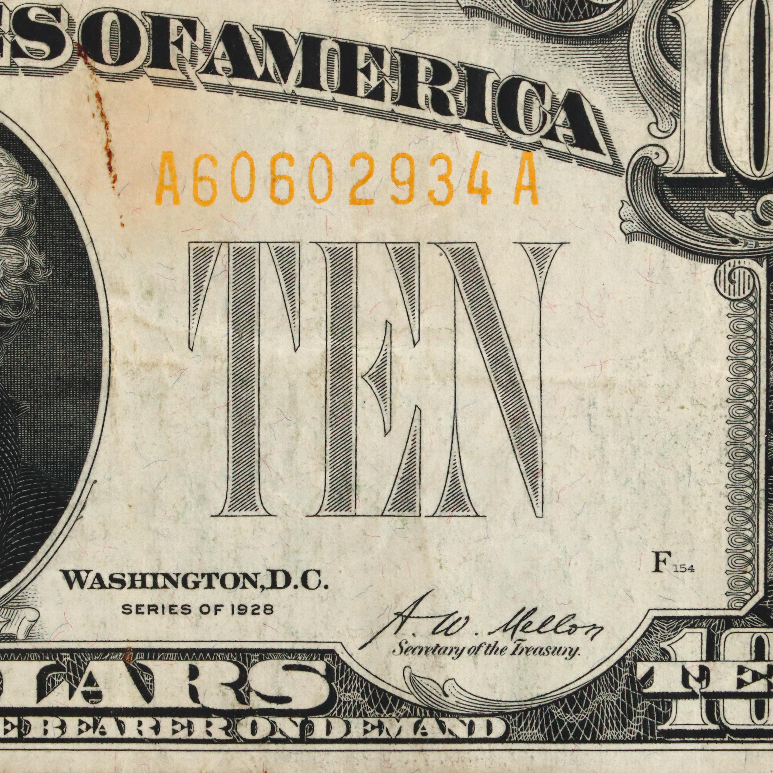 Series of 1928 $10 Gold Seal Gold Certificate