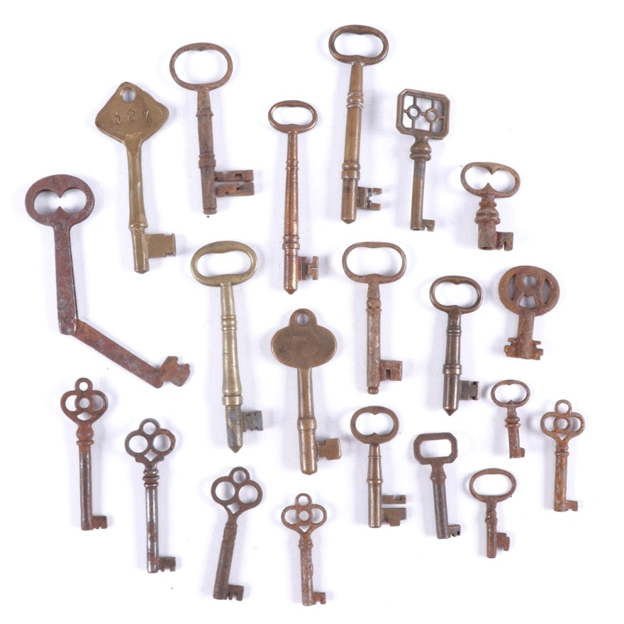 Antique Brass and Metal Skeleton Key Collection