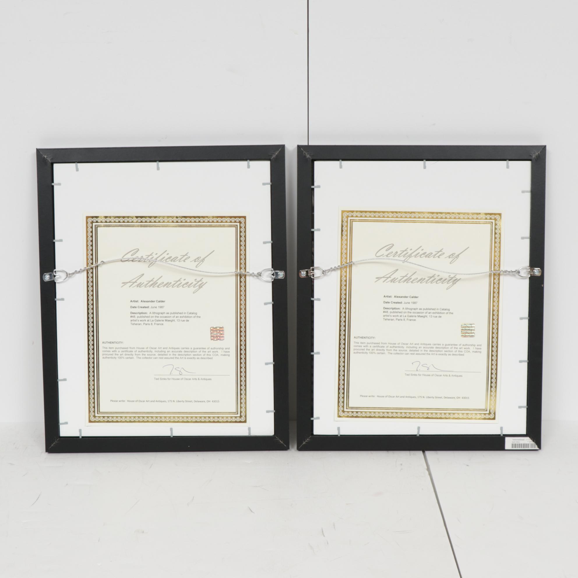 Alexander Calder Sculpture Lithographs "Le Chat" and "Éléphant"