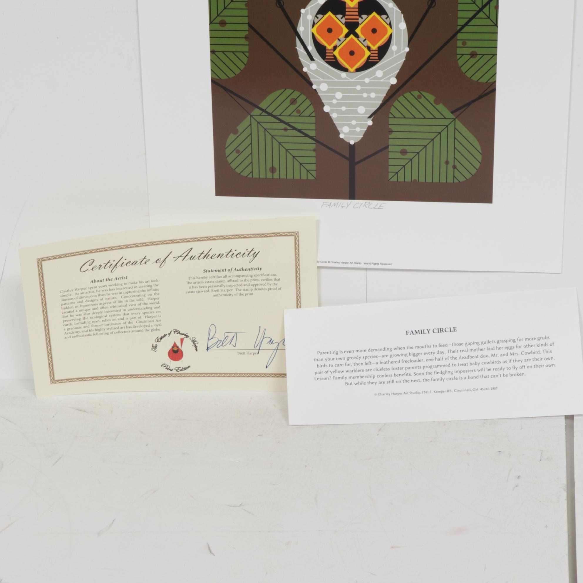 Offset Lithograph after Charley Harper "Family Circle"