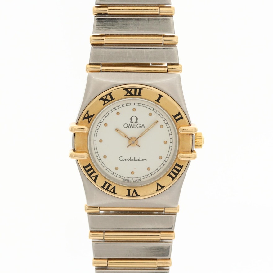 Omega Constellation 18K Gold and Stainless Steel Quartz Wristwatch