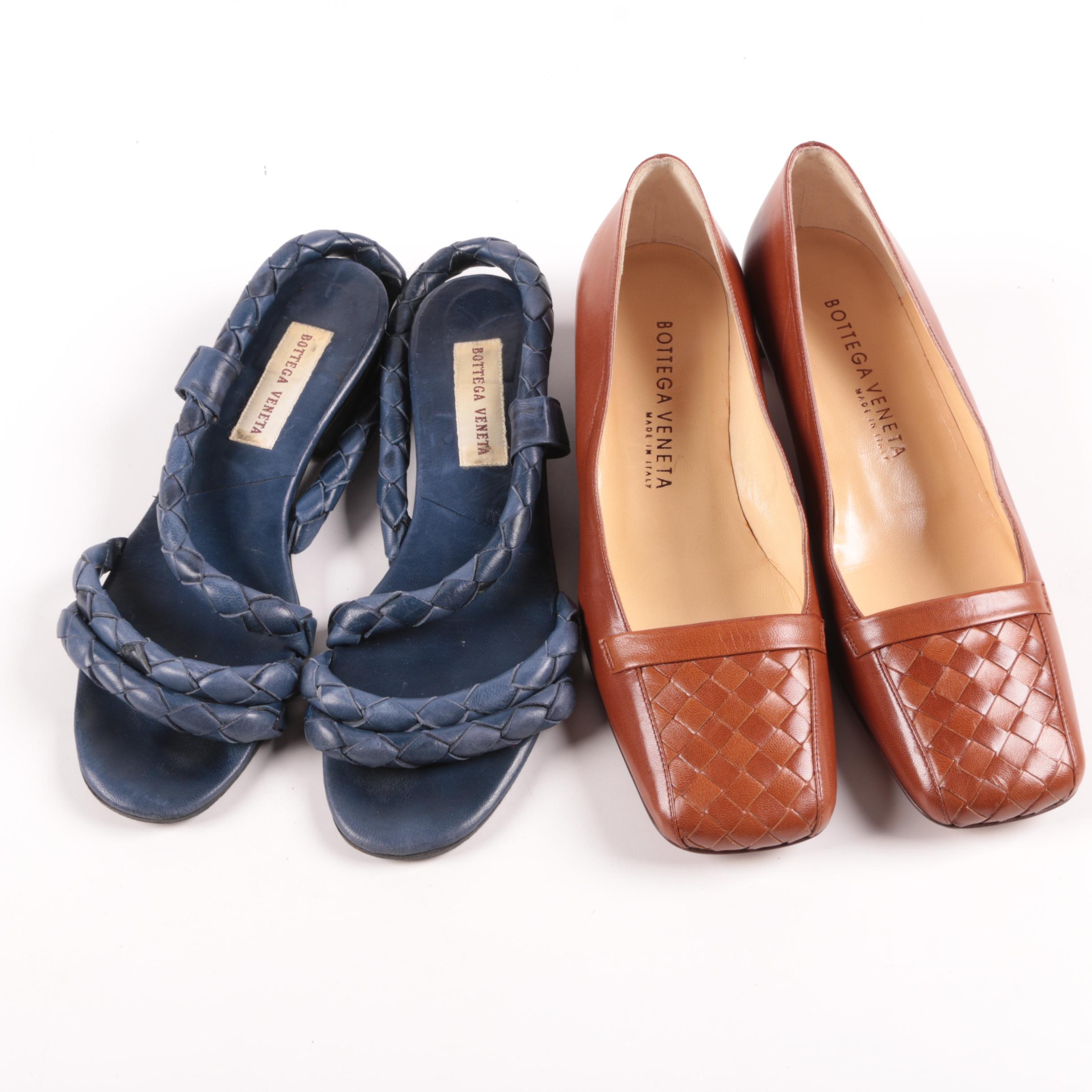 Bottega Veneta Intrecciato Leather Heels and Sandals