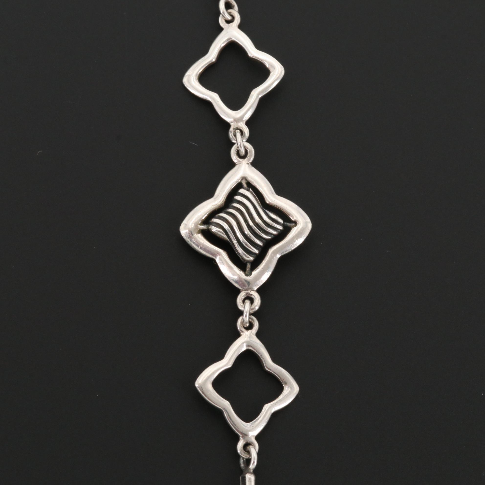 David Yurman Sterling Quatrefoil Lariat Necklace with 18K Yellow Gold Accent