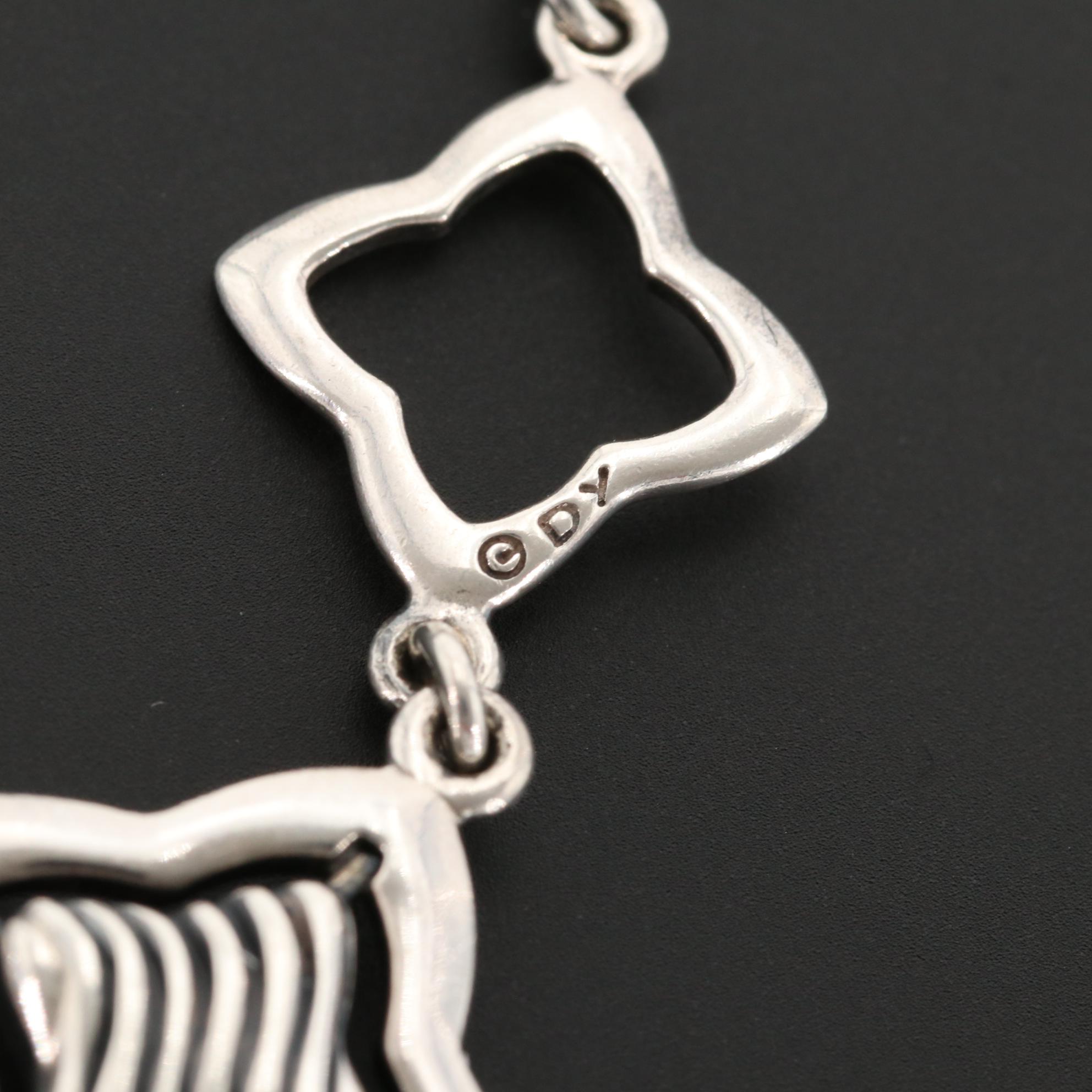 David Yurman Sterling Quatrefoil Lariat Necklace with 18K Yellow Gold Accent