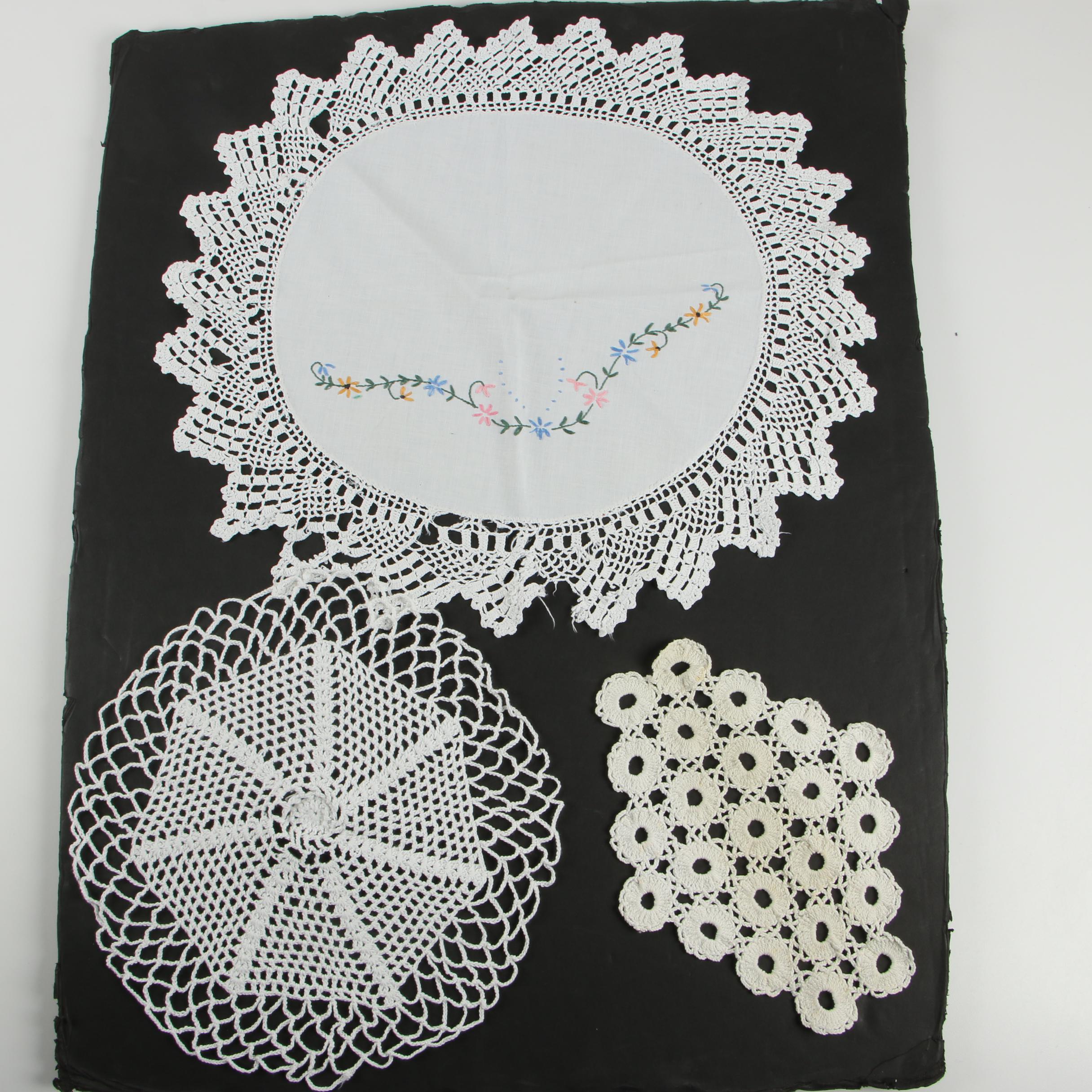 Embroidered, Appliqued and Crocheted Linens and More