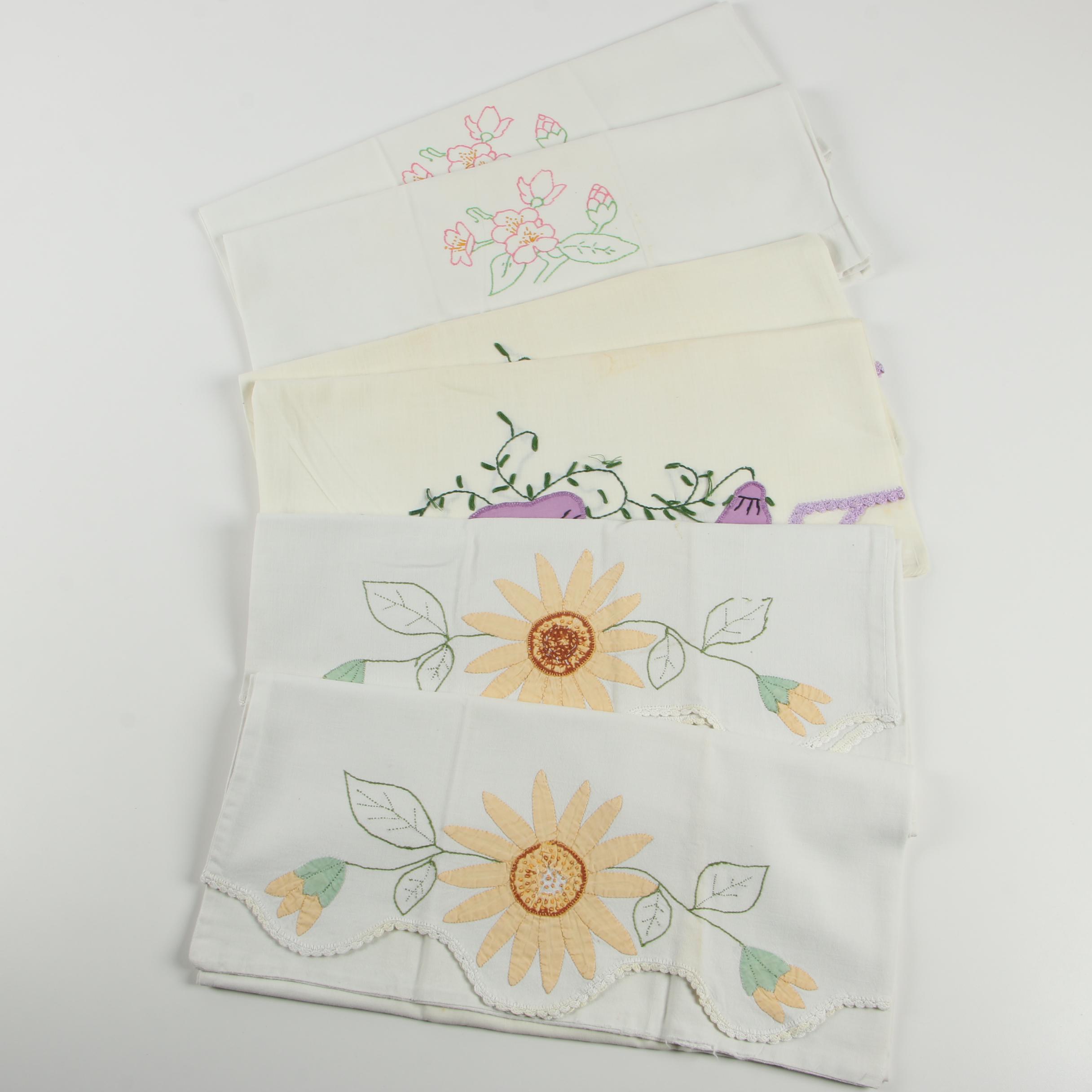Embroidered, Appliqued and Crocheted Linens and More