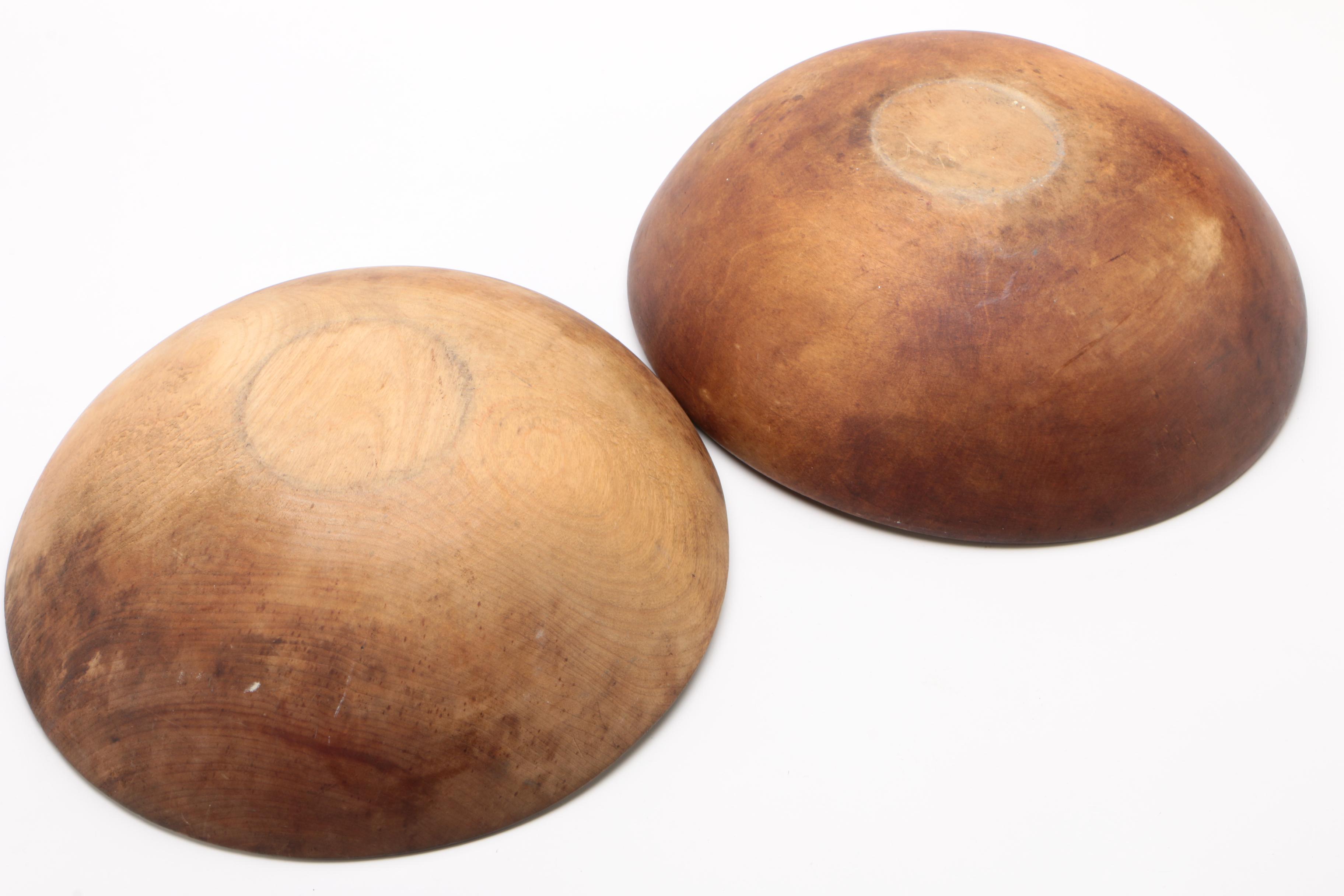 Two Primitive Wooden Dough Bowls, 19th Century