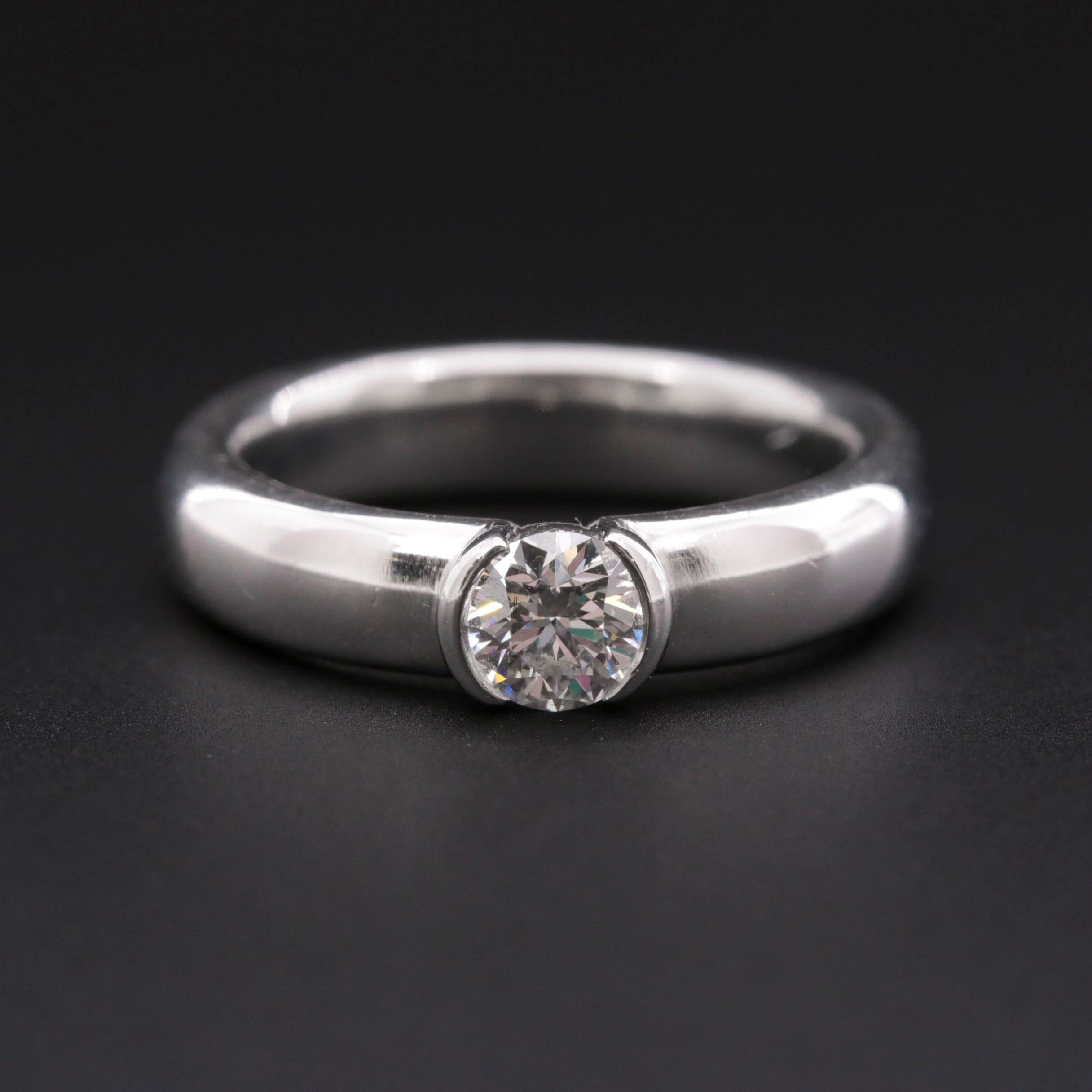 Tiffany & Co. "Etoile" Platinum Diamond Semi-Bezel Solitaire Ring