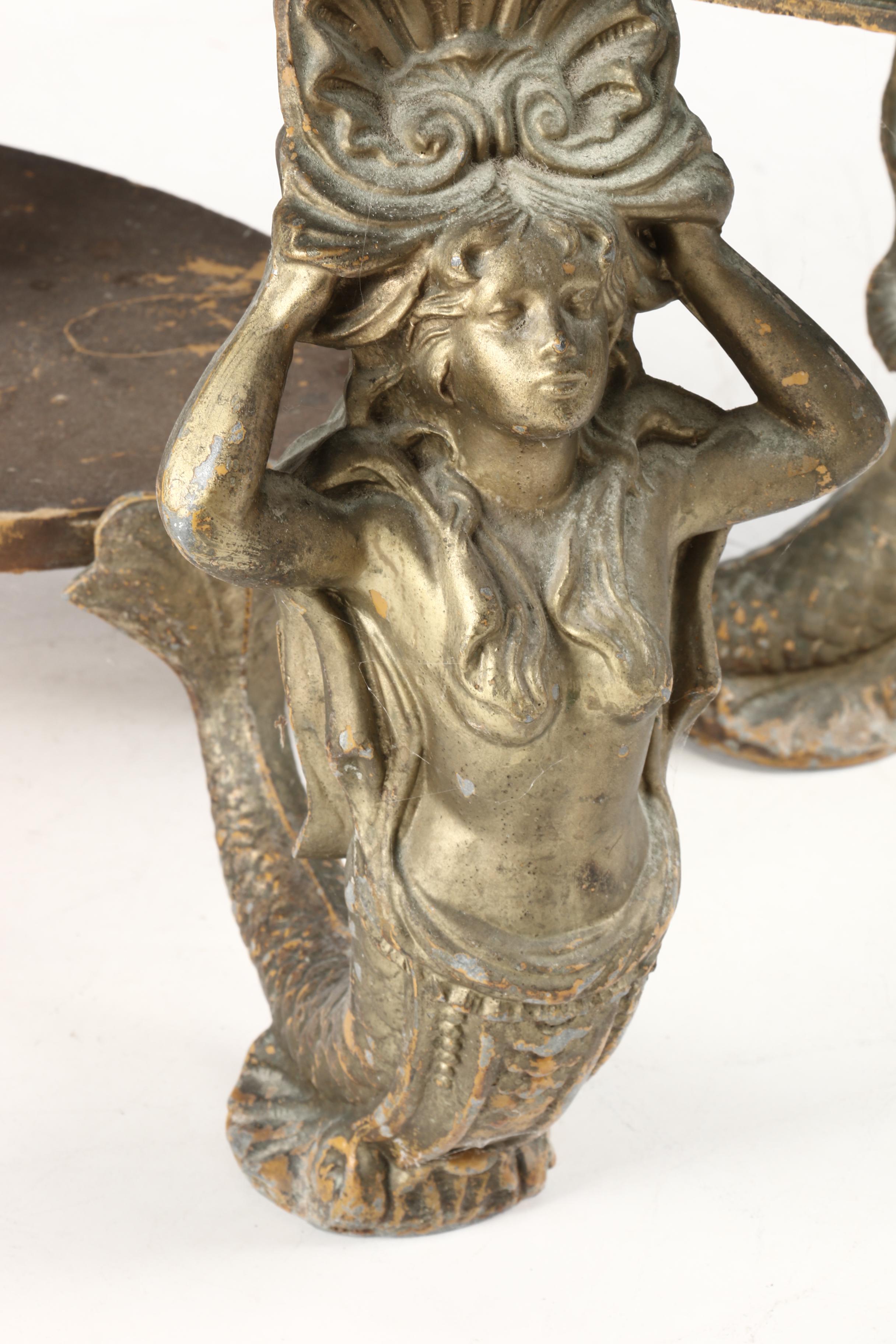 Vintage Hollywood Regency Coffee Table with Mermaids