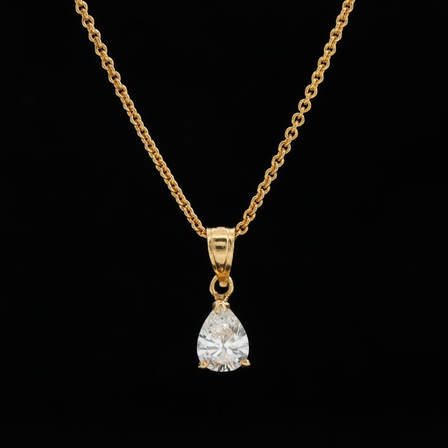 10K Gold Diamond Pendant Necklace with 14K Gold Rolo Chain