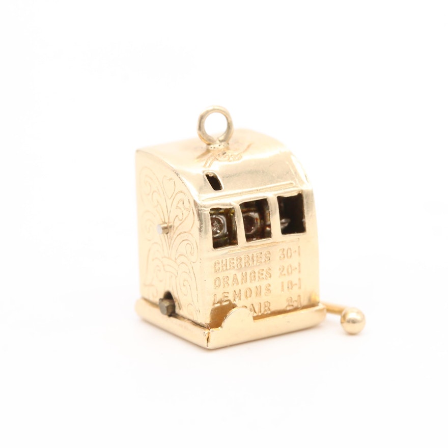 Vintage 14K Yellow Gold Slot Machine Charm